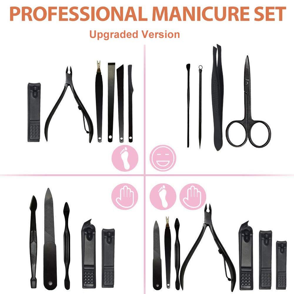 Felico Manicure Set, Pedicure Kit, Nail Clippers, 16 in 1 Professional Grooming Kit Stainless Steel, Toenail Tools with Luxurious Brown Leather Travel Case for Men Women Upgraded Version