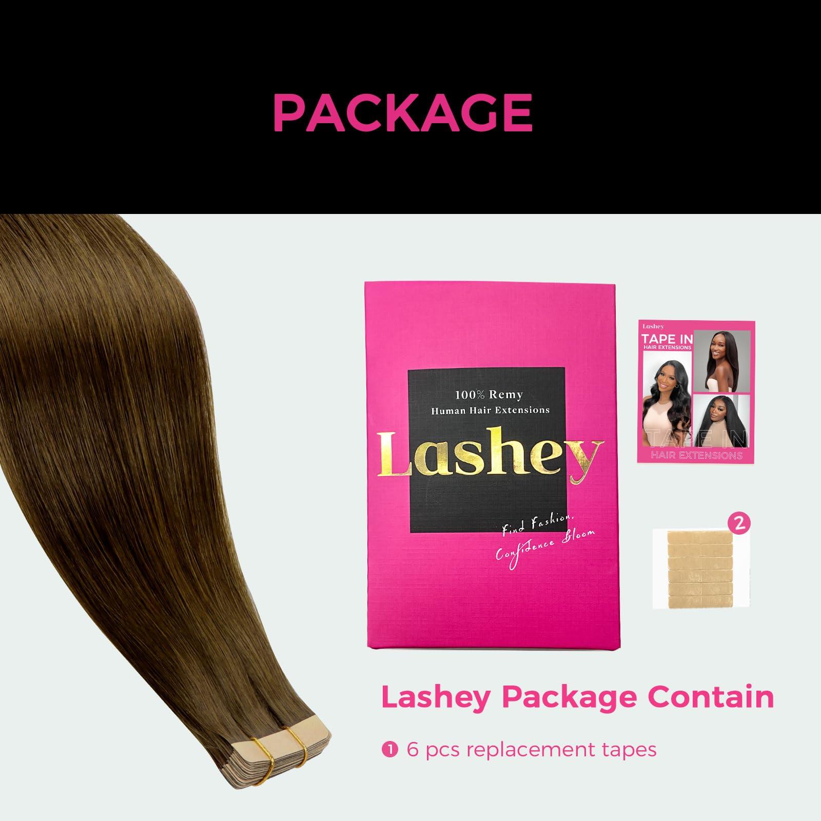 Lashey Lashey Tape in Hair Extensions Human Hair 50g 20pcs 16 Inch Chocolate Brown Tape in Extensions with Double-Side Tape Straight Invisible Tape in Hair Extensions for Women