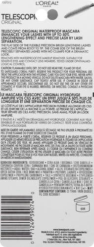 LOral Paris L\'Oreal Paris Makeup Telescopic Original Lengthening, Lash Separating Mascara with Dual Precision Brush, Waterproof, Black, 0.27 Fl Oz., 1 Count (Pack of 2)