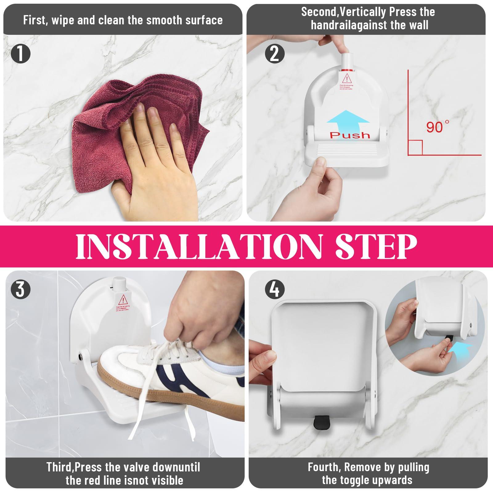 CLIO Foot Rest for Shower to Shave Legs, Foldable Shaving Step for Inside Shower, Suction Cup Shower Foot Rest
