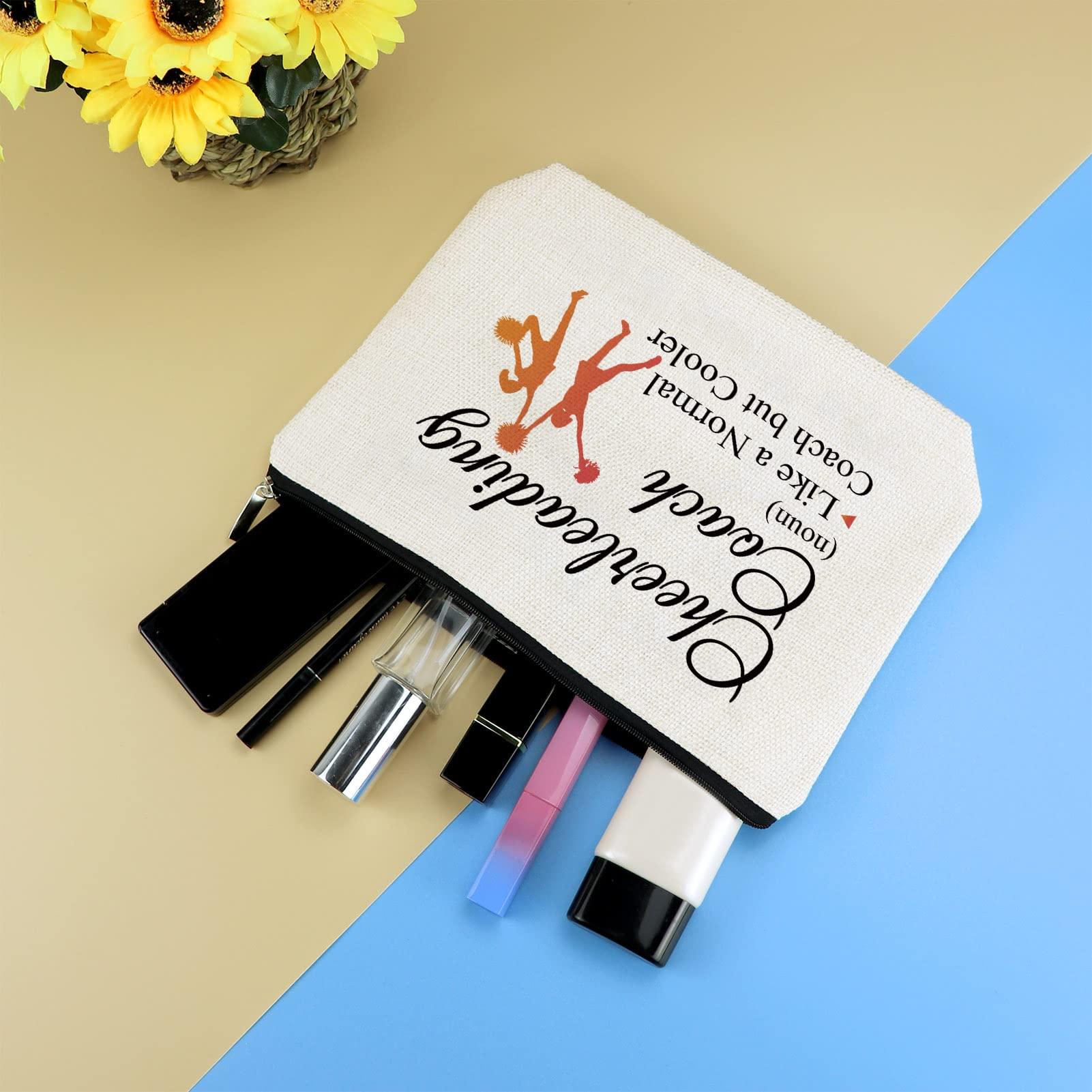 Mikela 3 Pcs Cheerleading Cheer Coach Gift Makeup Bag for Women Cheer Mom Appreciation Gift Cheerleader Thank You Present Mother\'s Day Birthday Christmas Graduation Present Travel Cosmetic Bag Pouch