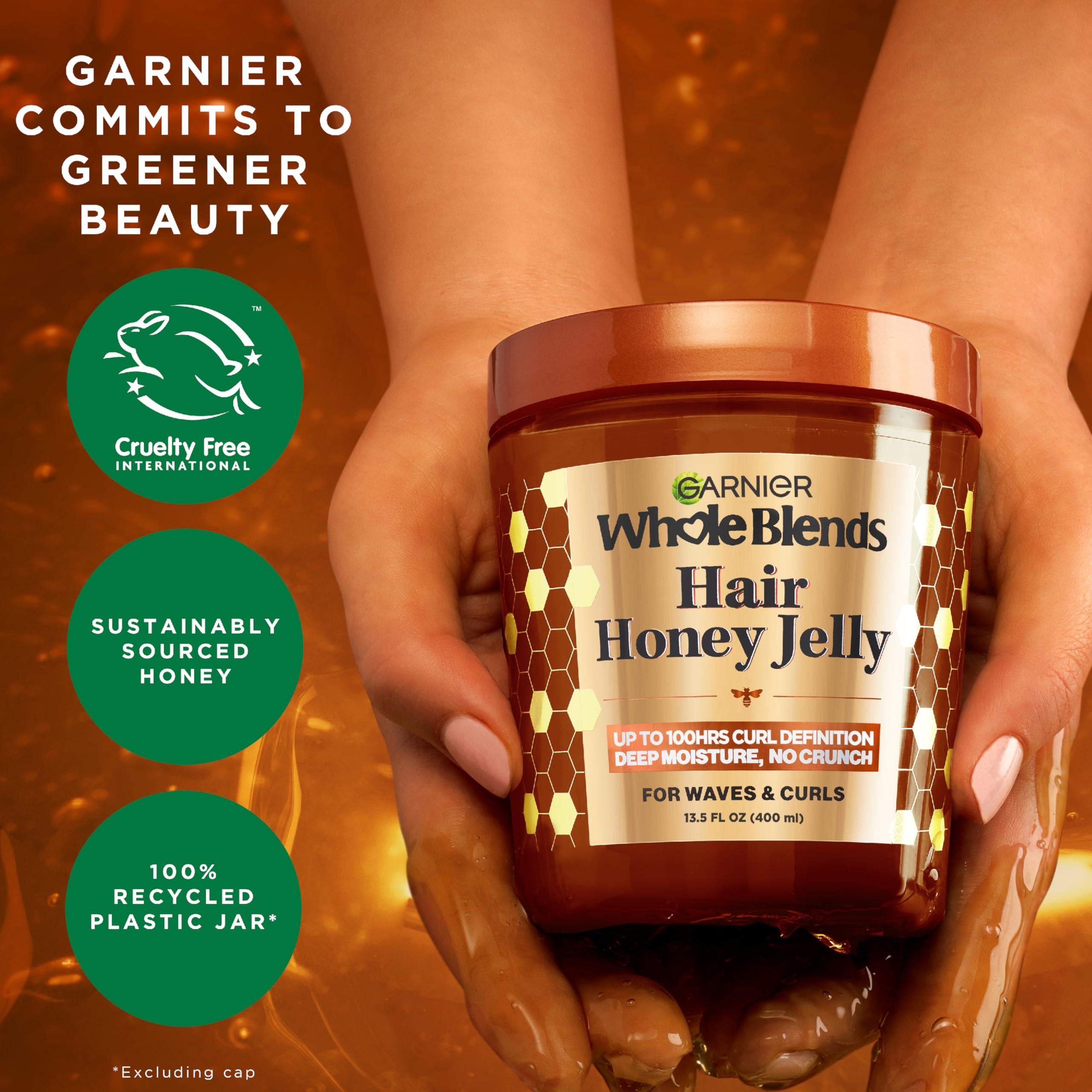 Garnier Garnier Whole Blends Honey Treasures Repairing Shampoo (22 Fl), Conditioner (22 Fl) + Defining Wavy & Curly Hair Jelly (13.5 Fl) (4 Items), Bundle