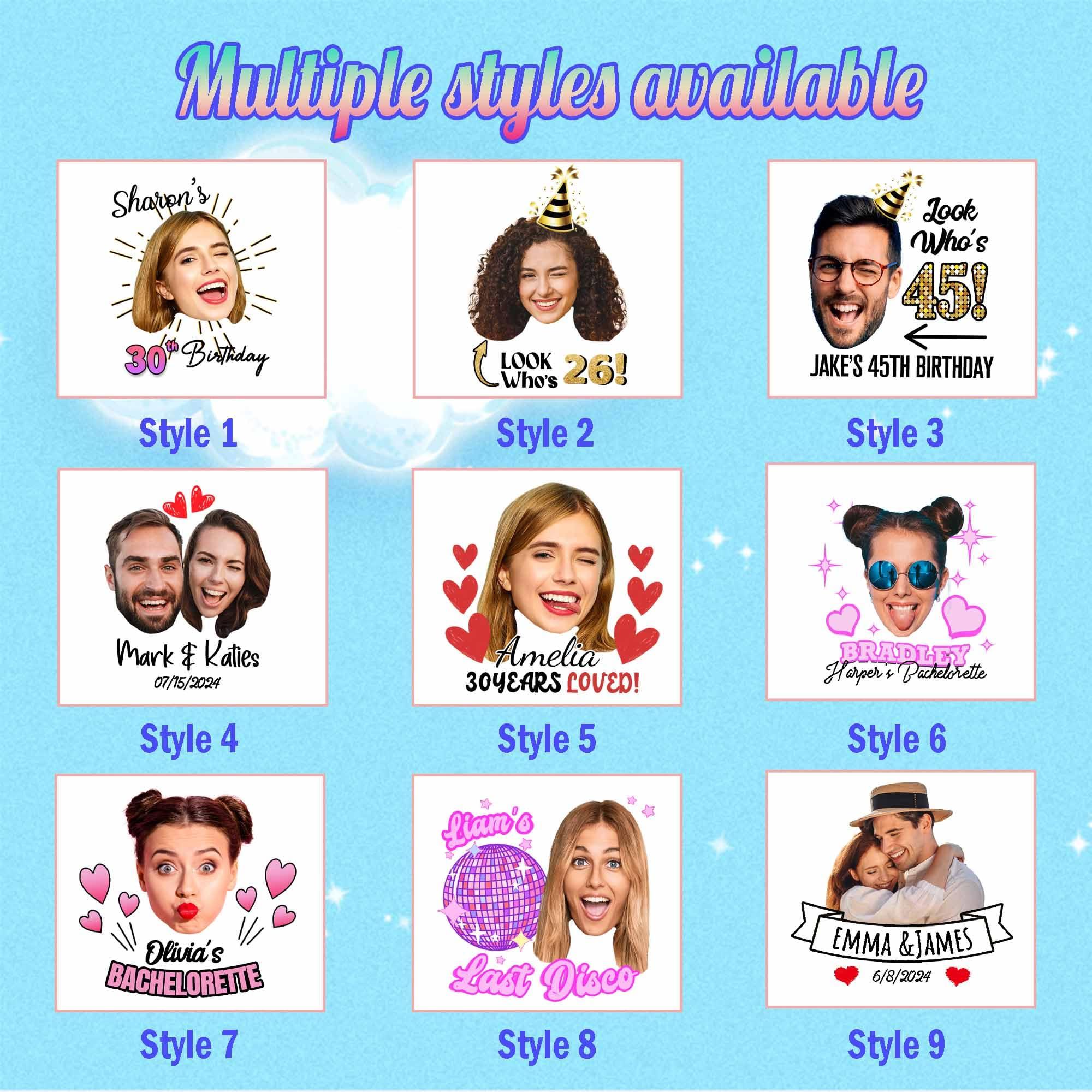 FunStudio Custom Temporary Tattoos with Photo Face Name, Personalized Fake Tattoo with Photo Text Logo for Bachelorette Party Birthday Wedding Set of 15