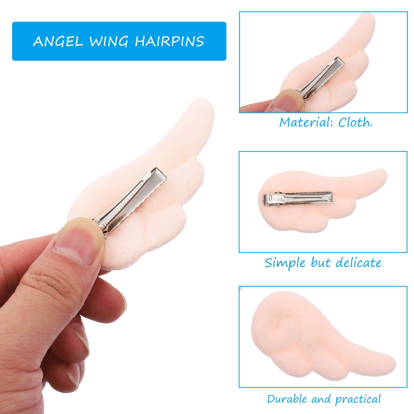 Beaupretty Beaupretty 1 Pair Angel Wings Hair Clips, Plush Angel Wings Hair Pins Non Slip Hair Clamps Cute Hair Accessories for Girls Women(Light Pink)