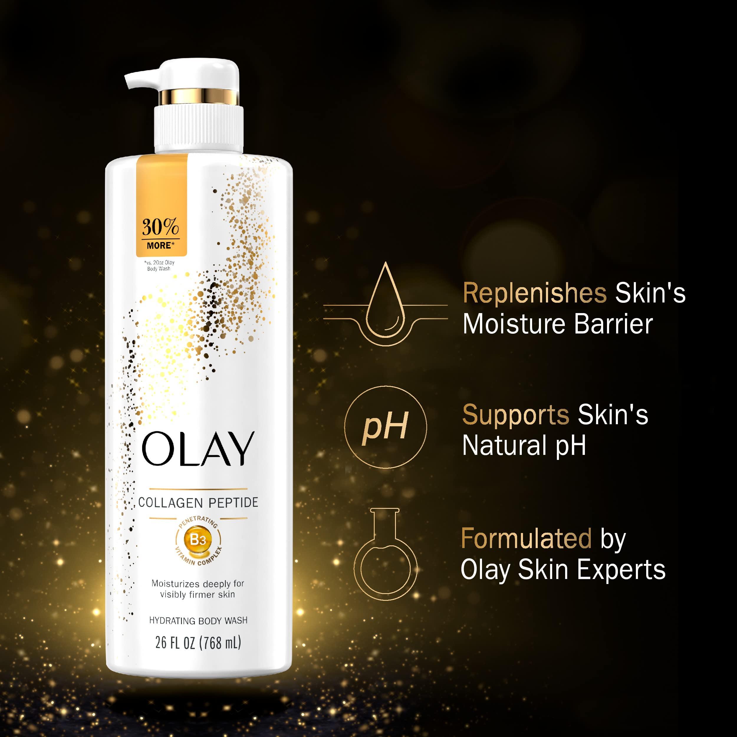 Olay Olay Cleansing & Firming Body Wash for Women with Vitamin B3 and Collagen, Younger & Healthier Looking Skin, Fast Absorbing Formula, 26 fl oz