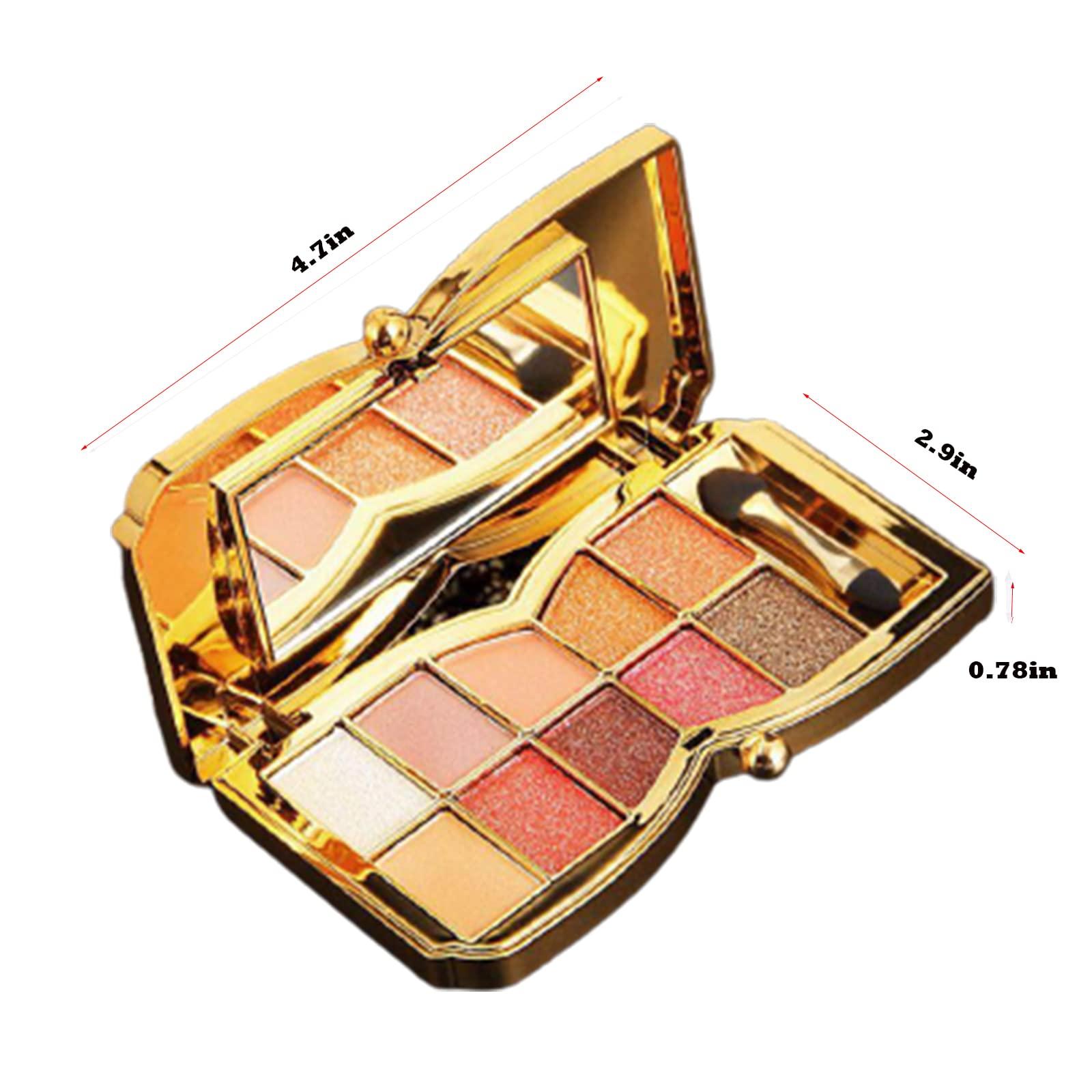 Impeccablery Glitter Eyeshadow Palette Makeup Set,10 Colors Shimmer Eyeshadow Palette Gold Eyeshadow Highly Pigmented Long Lasting Waterproof Sweatproof Professional Nude Eyeshadow Palette Make Up Palettes for Women Warm Natural Neutral Smokey Eye Eyeshadow Palet