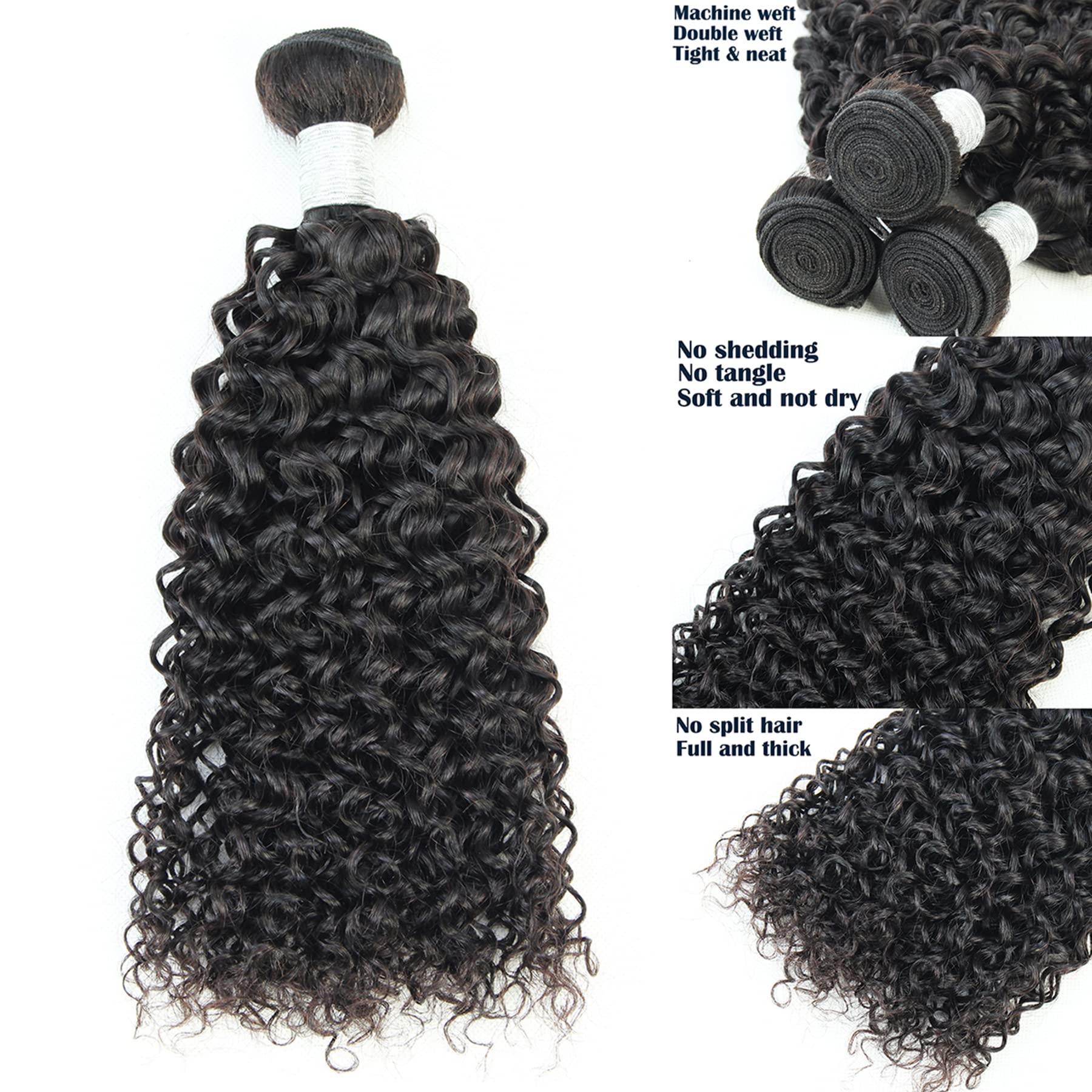 PIDIAUE PIDIAUE 18 18 18 inch Curly Hair Bundles Human Hair Kinky Curly Weave Bundles Jerry Curl Real Unprocessed Remy Hair 3 Bundles Extensions Natural Color