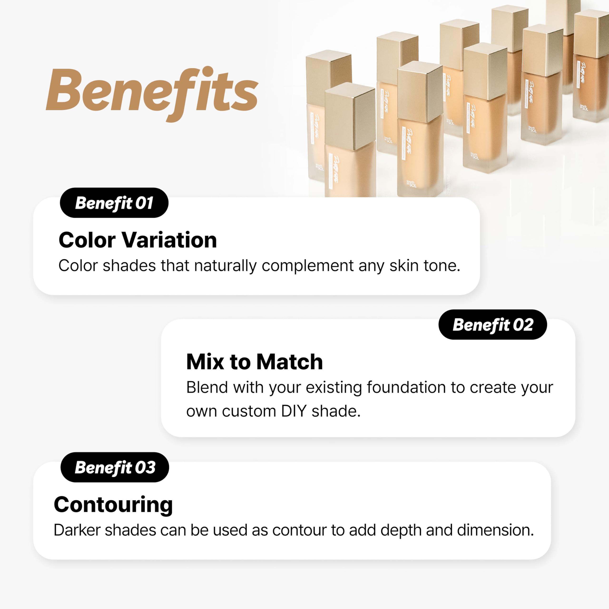 Touch in Sol TOUCH IN SOL Pretty Filter Perfect Finish Foundation for Flawless, Natural Look - Lightweight and Full-Coverage Matte Base for All Skin Types, 1.18 fl.oz. (#3 Medium Tan)