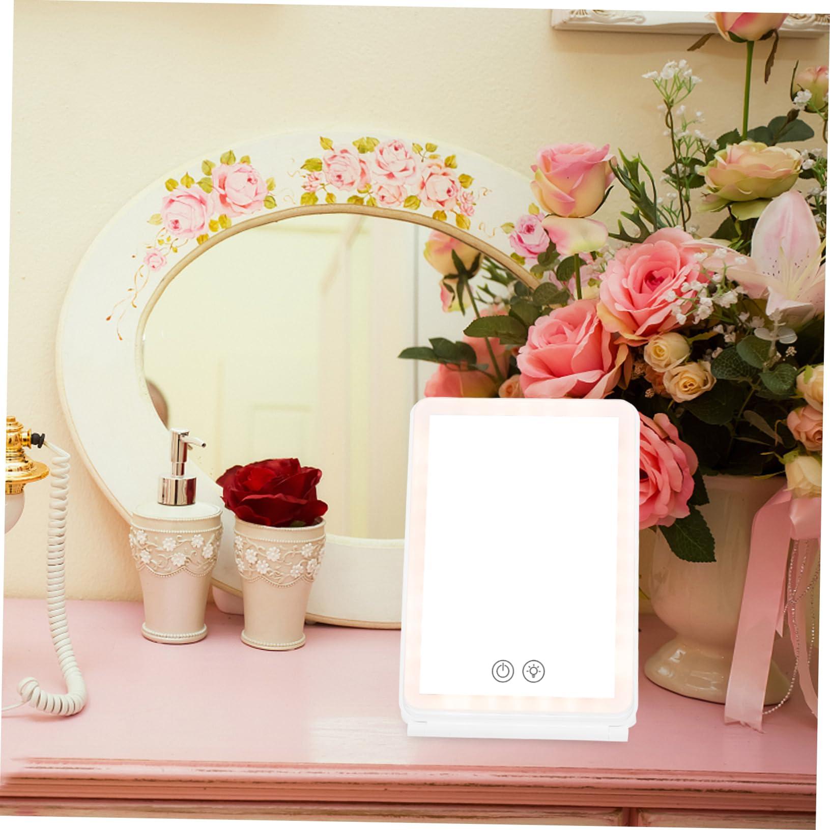 minkissy minkissy Portable Makeup Mirror Led Lights Desk/Tabletop Mirror 3 Options for Travel Home Use