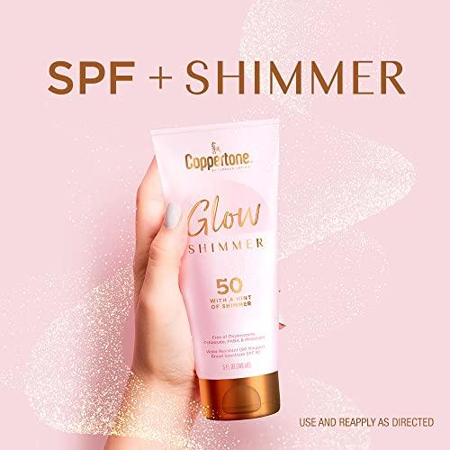 Coppertone Coppertone Glow with Shimmer Sunscreen Lotion SPF 50, Water Resistant Sunscreen, Broad Spectrum SPF 50 Sunscreen, 5 Fl Oz Bottle (Pack of 2)