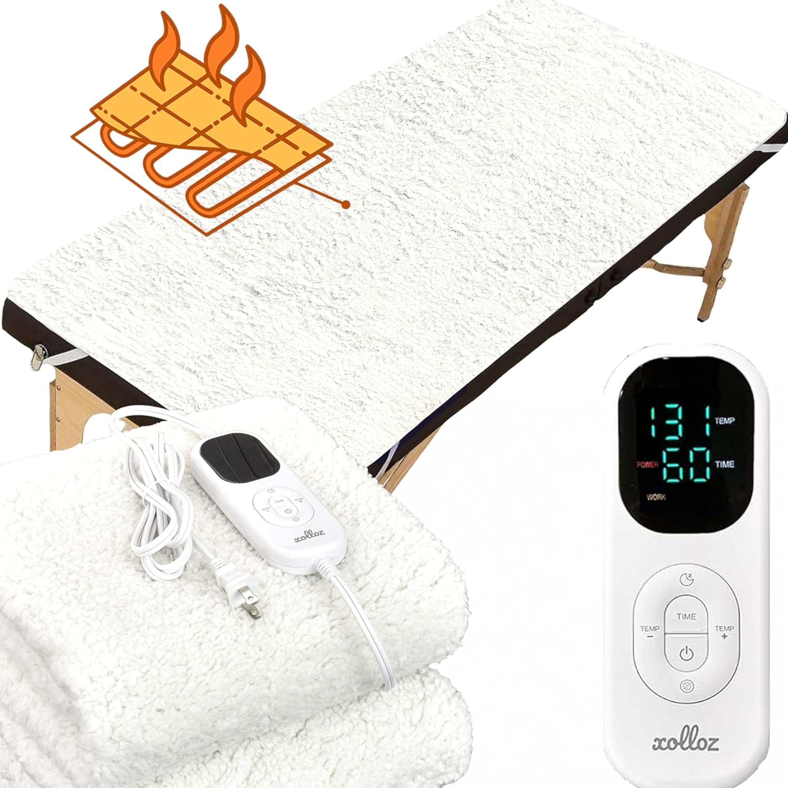 XOLLOZ Massage Table Warmer Heating Pad Heated Massage Table Pad with Adjustable Temperature (104F-131F), Auto Shut-Off Timer, Dense Coil Heating, Sherpa Fabric, 71"x31" (180x78 cm) Massage Heating Pad