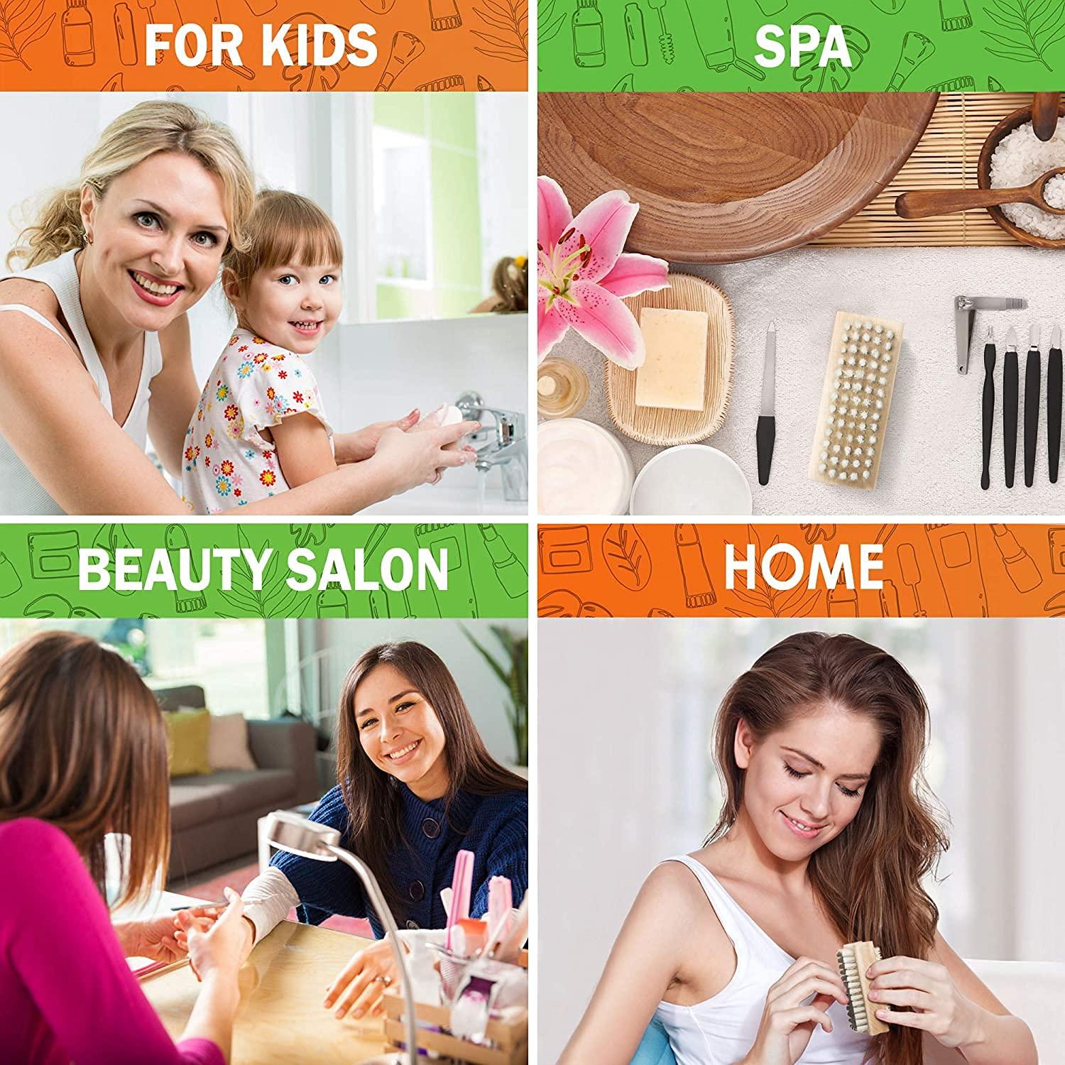 KONEX Konex Non-Slip Wooden Two-sided Hand and Nail Brush - Stiff Bristle Fingernail Brushes for Cleaning Under Nails - Heavy Duty Fingernail Brush for Manicure and Automotive Use - 2 Pack