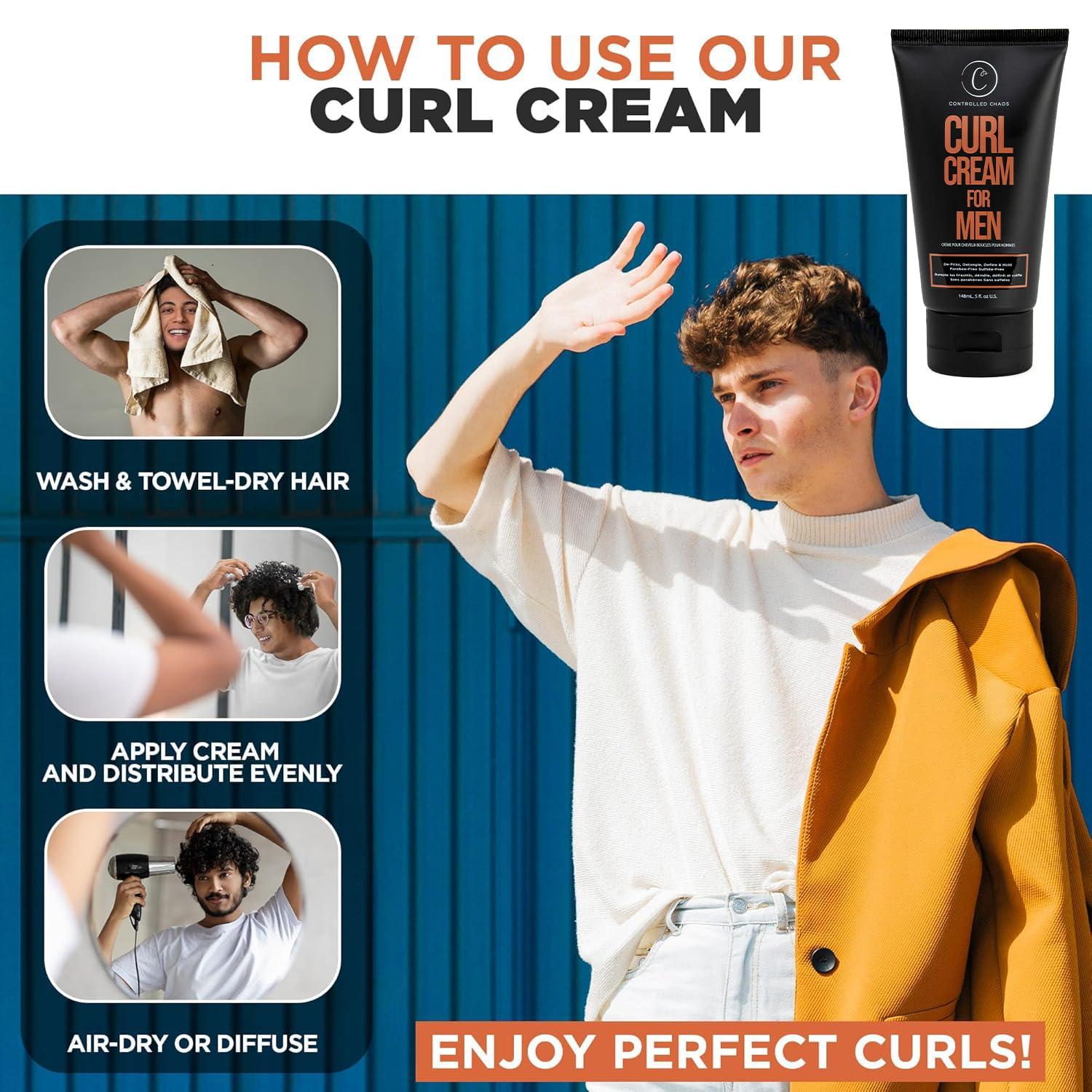 Controlled Chaos Controlled Chaos Curl Cream for Men - Hair Styling Cream For Wavy and Curly Hair With Shea Butter, Jojoba Oil, Coconut Oil, add Smoothness, Anti-frizz, Sulfate-Free Curl Cream (5oz)