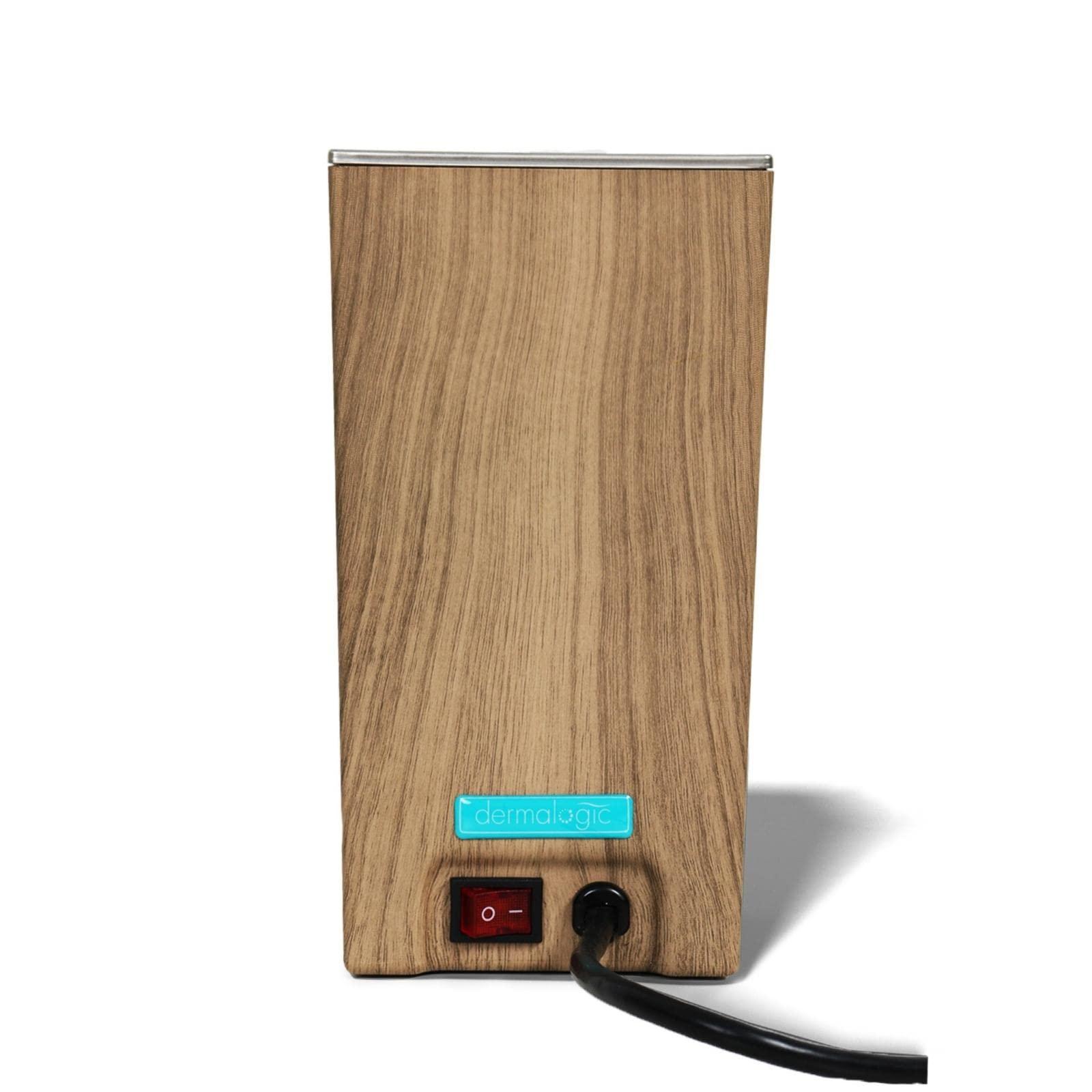 DERMALOGIC DERMALOGIC Massage Oil Warmer for Pro Spa Massage, Home Lotion Warmer with Aluminum Bottle Pump Set, Plug-in Oil Heater Beauty Salon Treatment Equipment, Light Wood