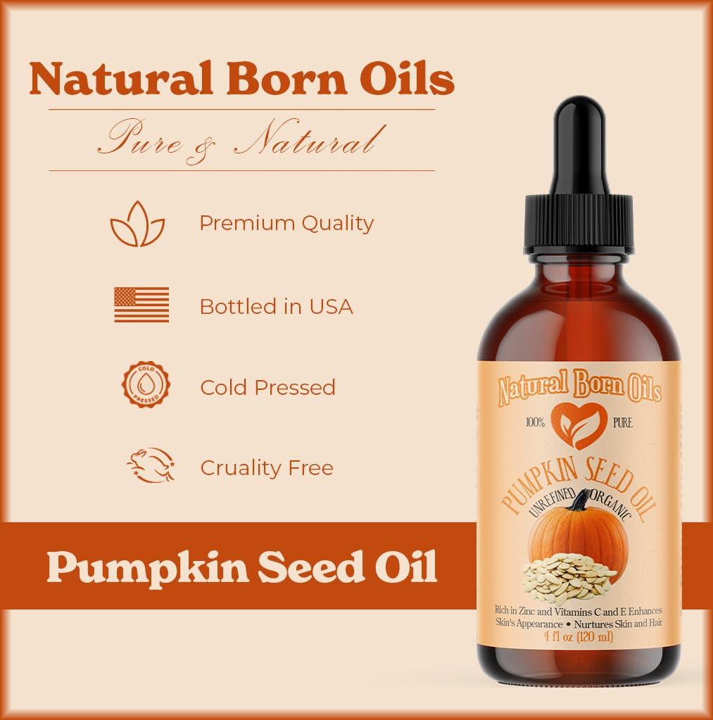 Natural Born Oils Natural Born Oils Pumpkin Seed Oil, 16oz, Organic, Cold-Pressed, Nutrient-Rich, Excellent for Radiant Skin, Lustrous Hair