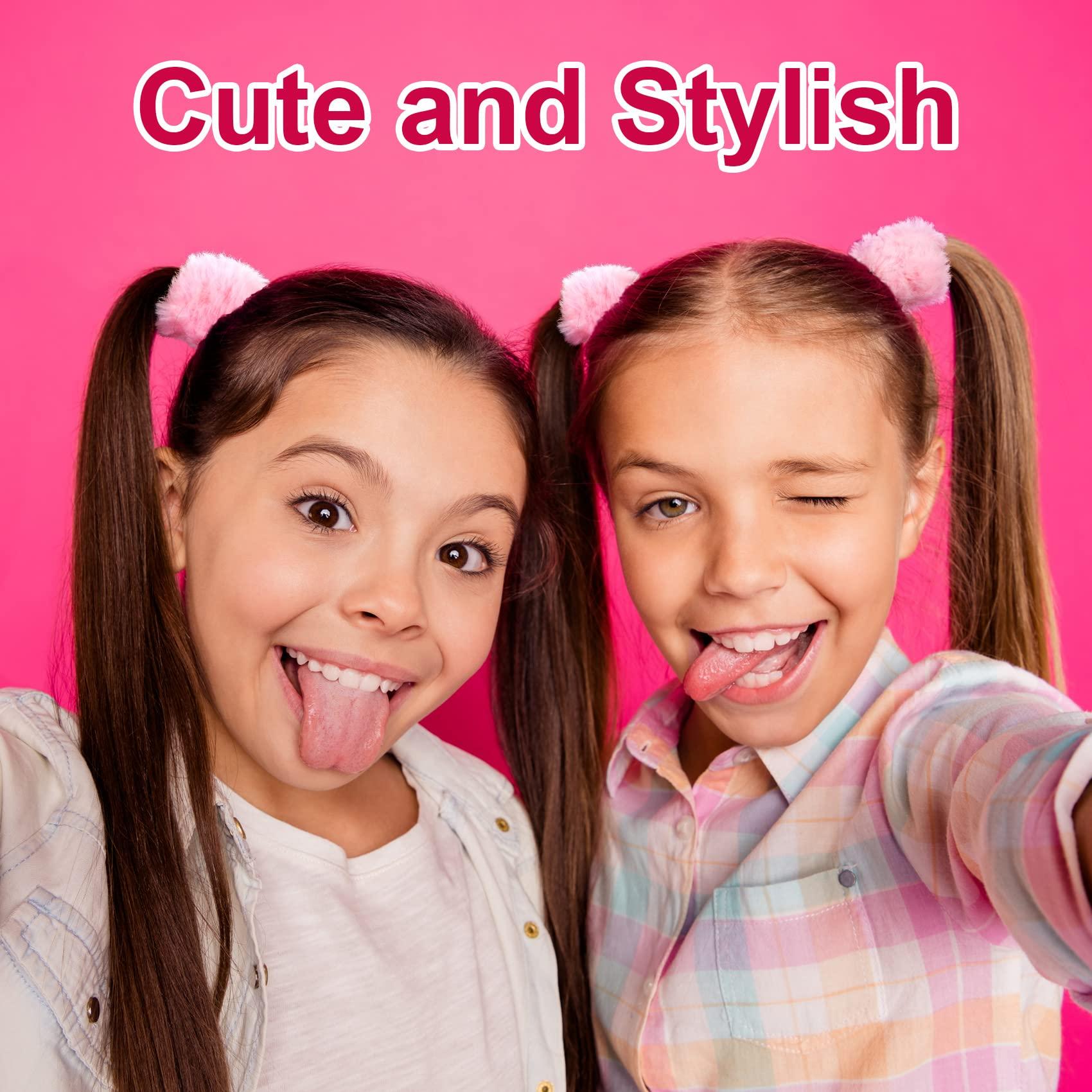 OIIKI OIIKI Pink Fuzzy Hair Scrunchies, 14pcs Furry Hair Scrunchies Furry Hair Bands with Faux Rabbit Fur, Elastic Hair Tie Ponytail Holders for Girls Women Hair Accessories