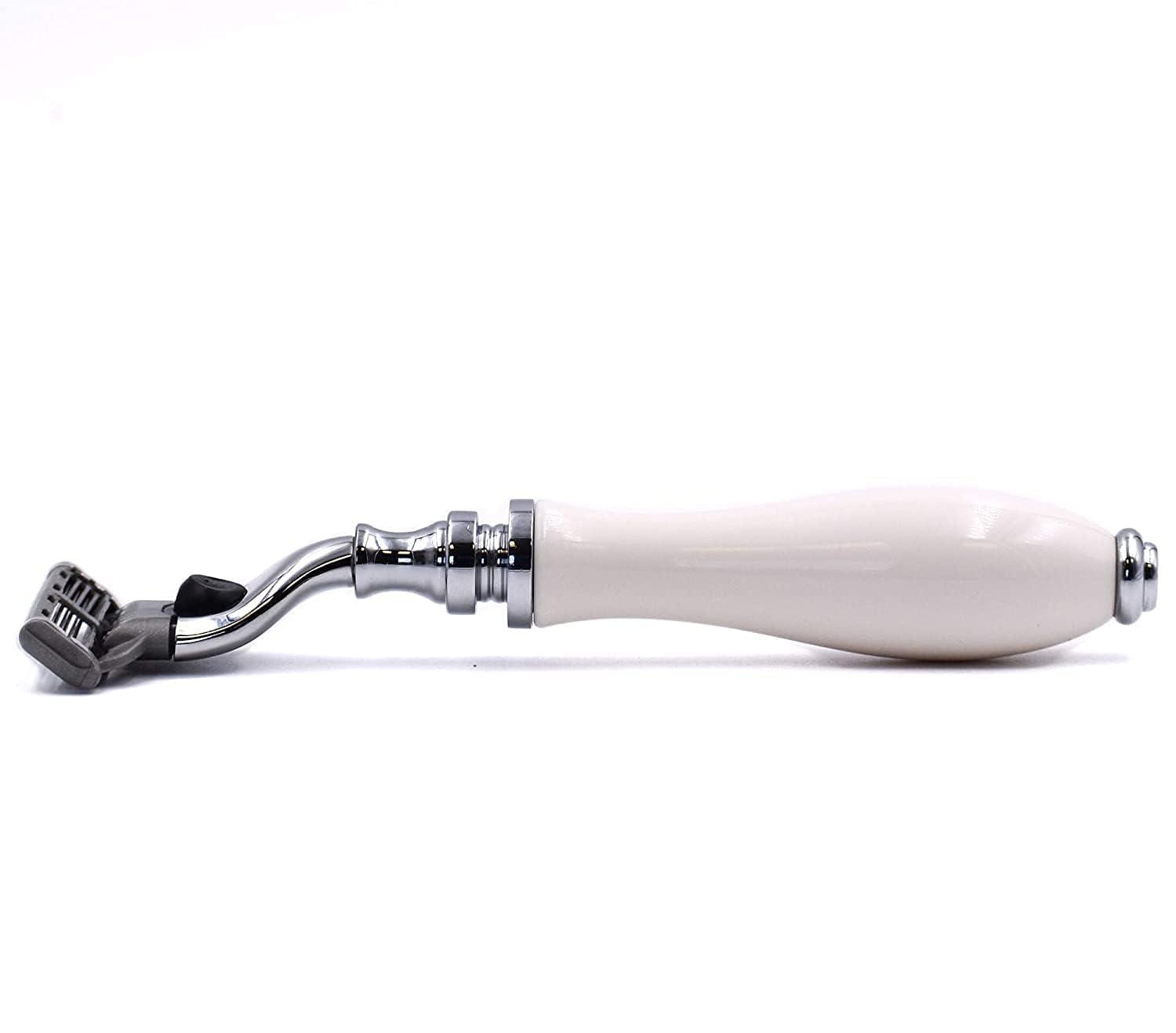 Parker Safety Razor Parker  Deluxe Mach 3 Razor with Triple Blades for Close Shave  Premium White Resin Handle with Chrome Trim