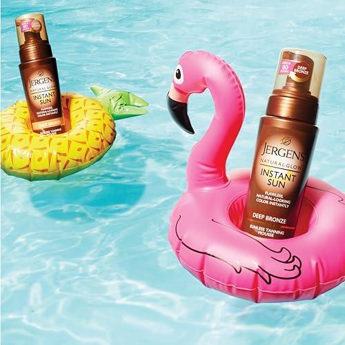 Jergens Jergens Natural Glow Instant Sun Body Mousse, Self Tanner for Deep Bronze Tan, Sunless Tanning Body Bronzer for Natural Looking Color Instantly, 6 Oz, Pack of 2