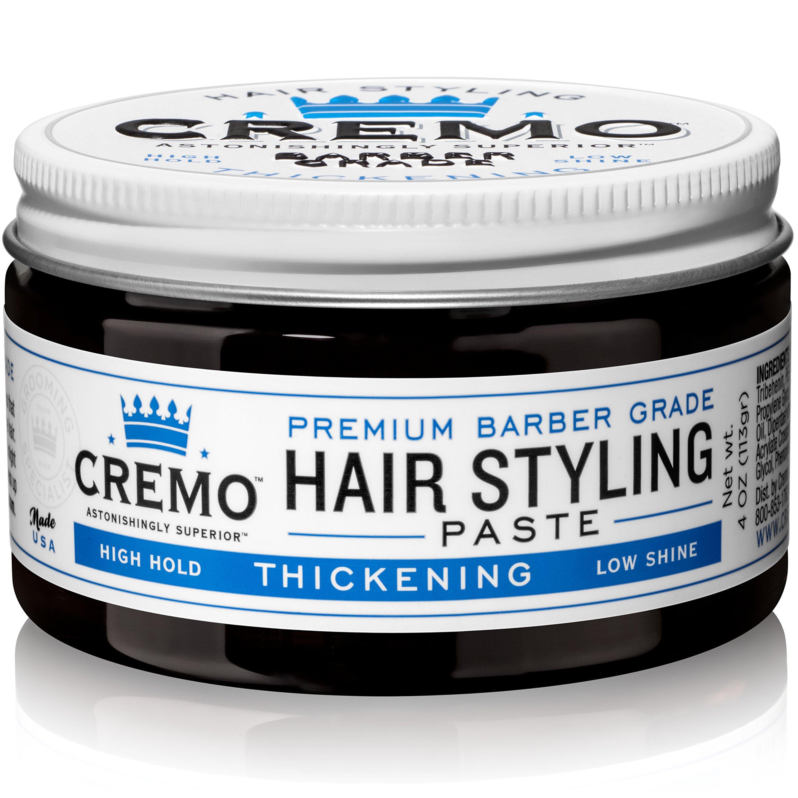 Cremo Cremo Premium Barber Grade Hair Styling Thickening Paste, High Hold, Low Shine, 4 Oz & Premium Barber Grade Hair Styling Shine Pomade, High Hold & Shine, 4 Oz