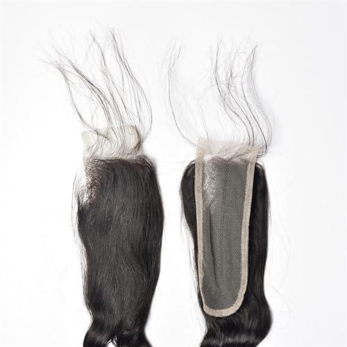 rewcoin Brazilian Loose Deep 2x6 Lace Closure 100% Unprocessed Human Virgin Hair Pre Plucked Loose Deep Wave Pre-Plucked Hairline Frontal Closure Natural Black With Baby Hair (10inch, 2x6 loose deep closure)