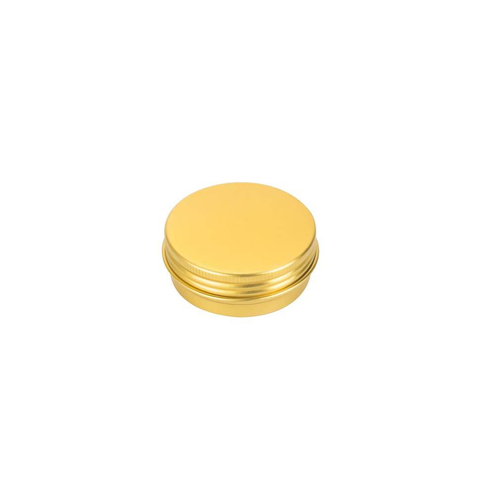 LXLK 48 Pack 30ml Aluminium Containers Gold Round Empty Refillable Cosmetic Jars Tins Cans with Screw Lid