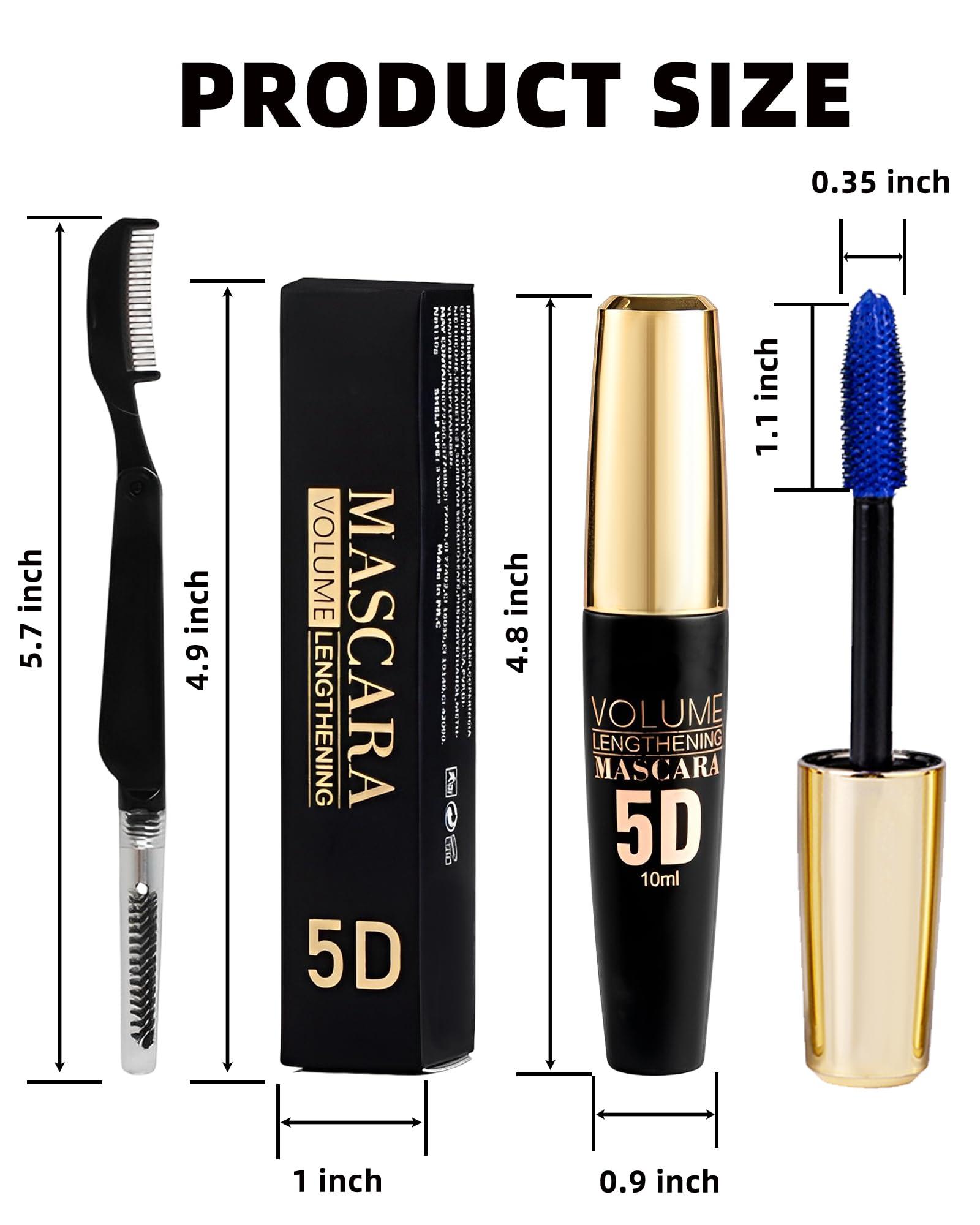 Lestpola Burgundy Mascara Waterproof Tubing Mascara, Volume and Length Voluminous Colored Mascara for Eyelashes, Long Lasting Smudge-proof Lengthening 5D Lash Mascara with Silk Fiber, No Flaking or Clumping