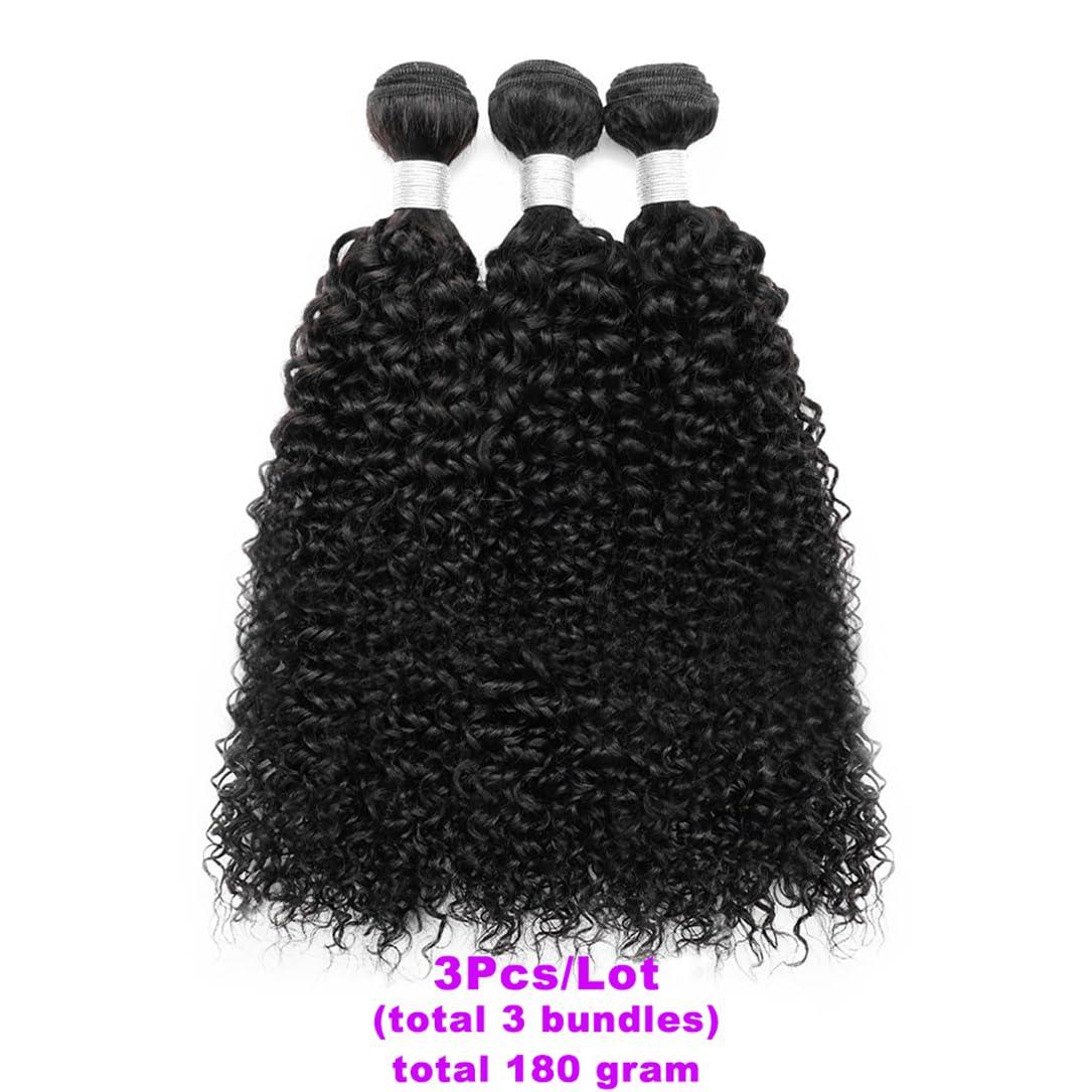 Adhdyuud Bundle Jerry Curly Human Hair Bundles Remy Indian Hair Extensions Black Color Double Wefts Curly Hair 3Pcs/Lot 20inches