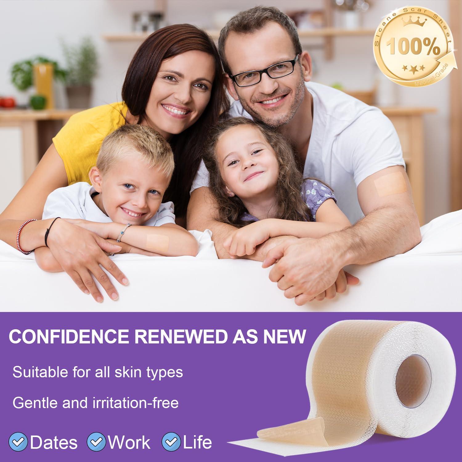 Mitgary Silicone Scar Sheets, Medical Grade Silicone Scar Tape (1.6\" x 120\"), Professional Scar Removal Treatment, Reusable, for Healing Keloids, Surgeries Scars, C-sections, and Burns