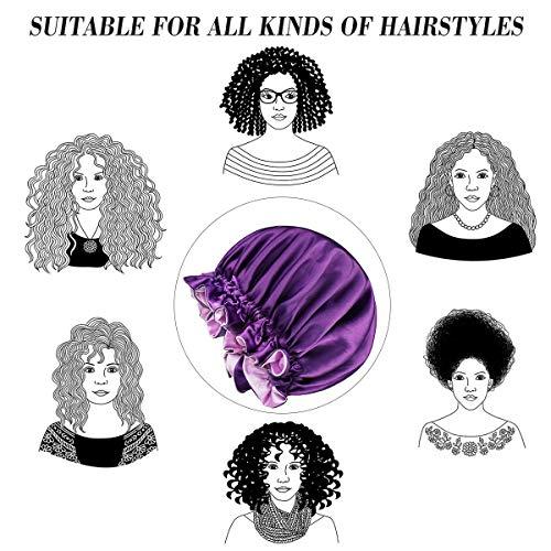 COSBAY Silk Bonnets for Women,Double Layer Extra Large Satin Sleeping Cap with Elastic,Satin Bonnet for Curly Hair,Satin Cap for Natural Hair, Women Girl Sleeping Cap