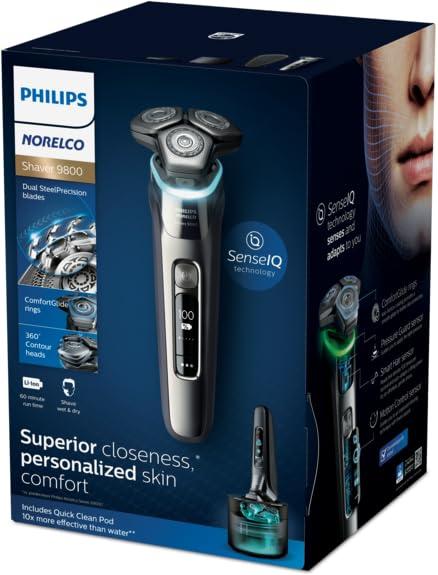 Philips Norelco Philips Norelco Shaver Series 9000, Wet and Dry Electric Shaver, with Lift & Cut Shaving System and SenseIQ Technology, Pop-up Trimmer, Cleaning Pod, Charging Stand and Travel Case, Model S9987/85