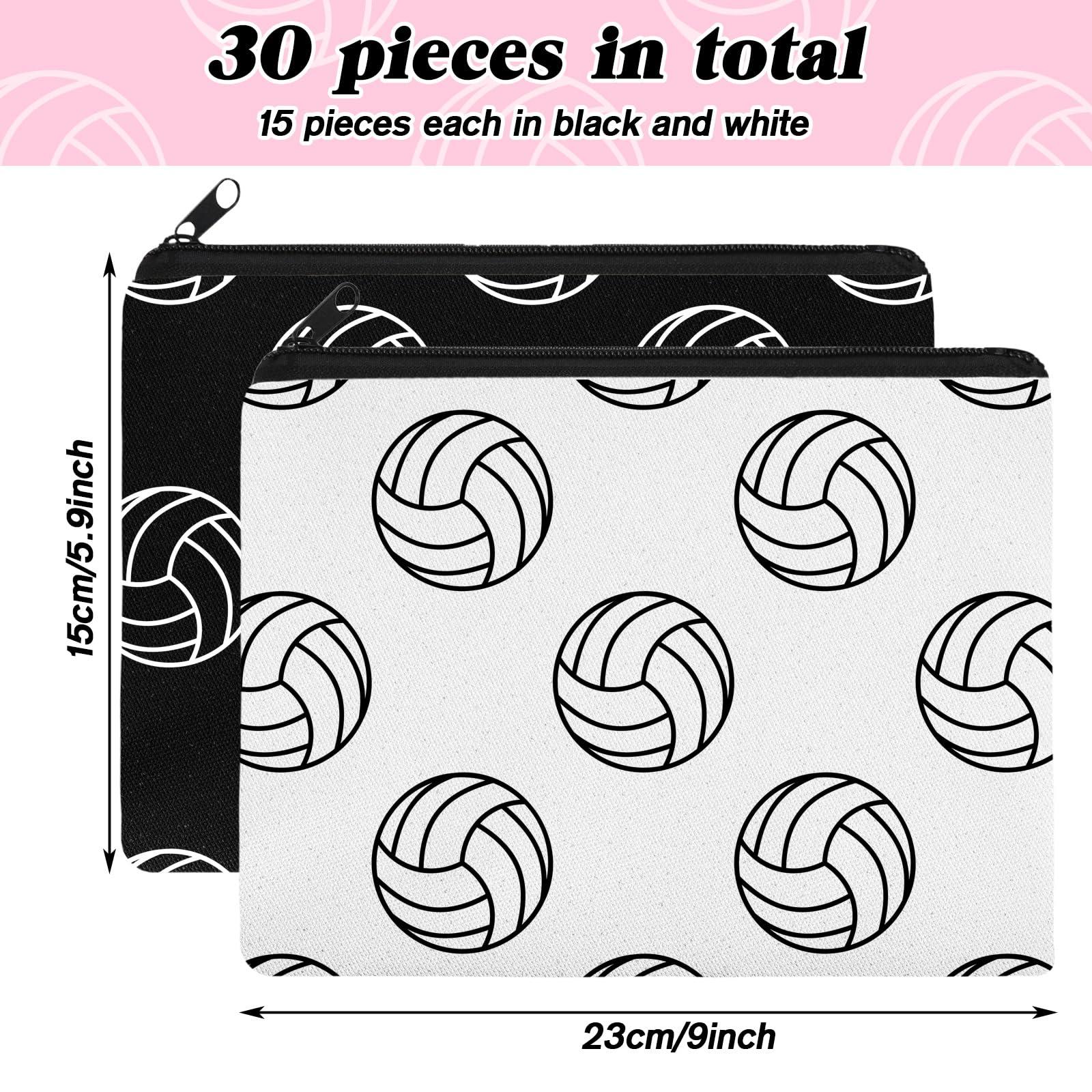 Irenare Irenare 30 Pcs Volleyball Cosmetic Bag Gifts for Women Stuff Volleyball Players Teams Travel Pouch Canvas Makeup Bags for Team Gifts(Black, White,Volleyball)