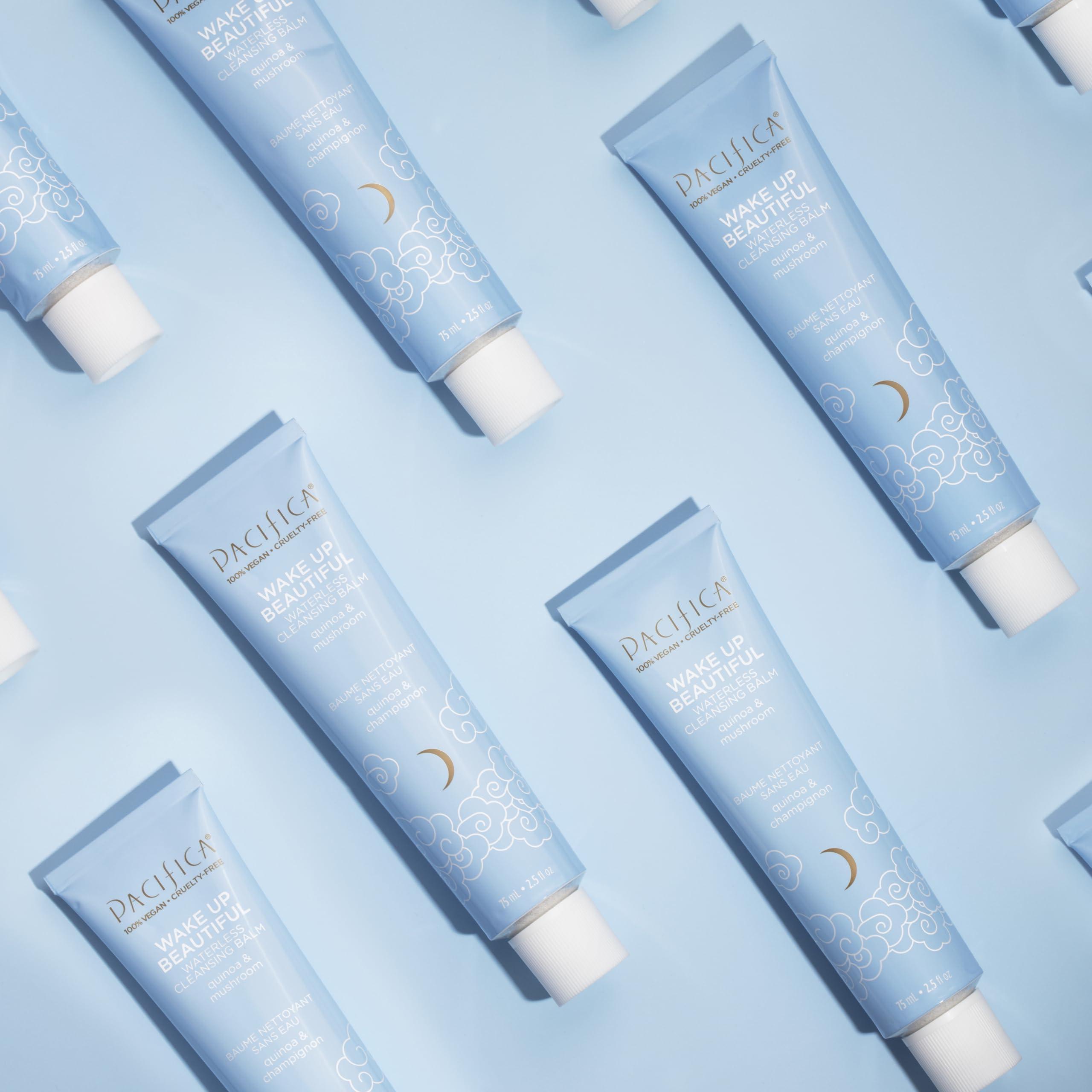 Pacifica Pacifica Wake Up Beautiful Cleansing Balm & Makeup Remover - 2-in-1 Waterless Face Cleanser for Dry & Sensitive Skin, Hydrating No-Rinse Balm Dissolves Stubborn Makeup, 2.5oz