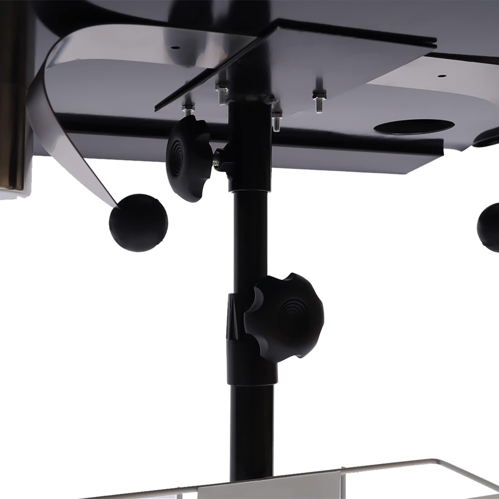 LiFuJunDong Adjustable Tattoo Work Station Arm Rest Stand Iron Tattoo Display Stand Workstation Fixed Desktop With Removable Back Tray For Salon, Studio, Shop, Beauty Salon, 61-107cm Black