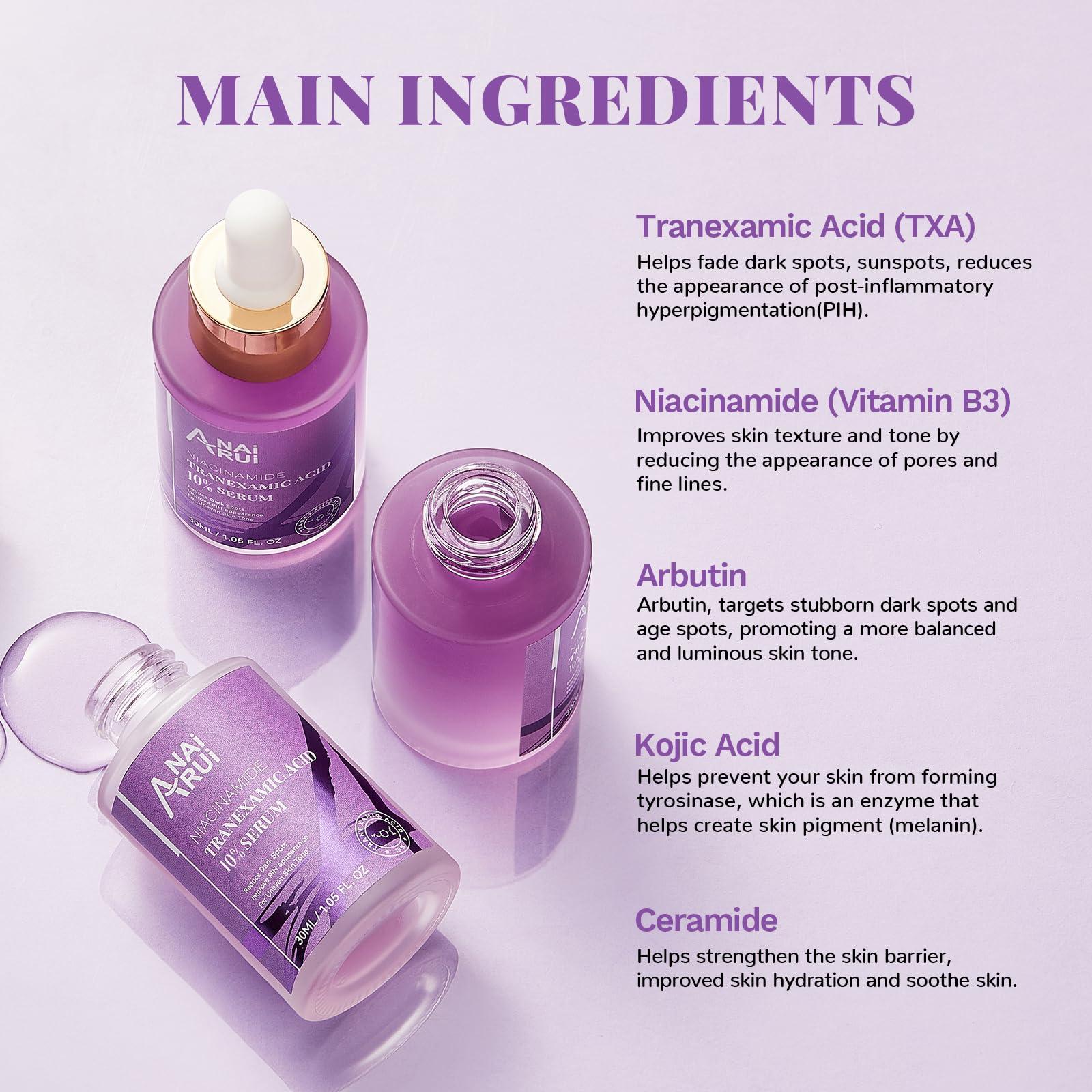 ANAI RUI ANAI RUI 10% Tranexamic Acid Serum With Niacinamide,Kojic acid, Arbutin,Ceramide, for Uneven Skin Tone 1.05 FL.Oz