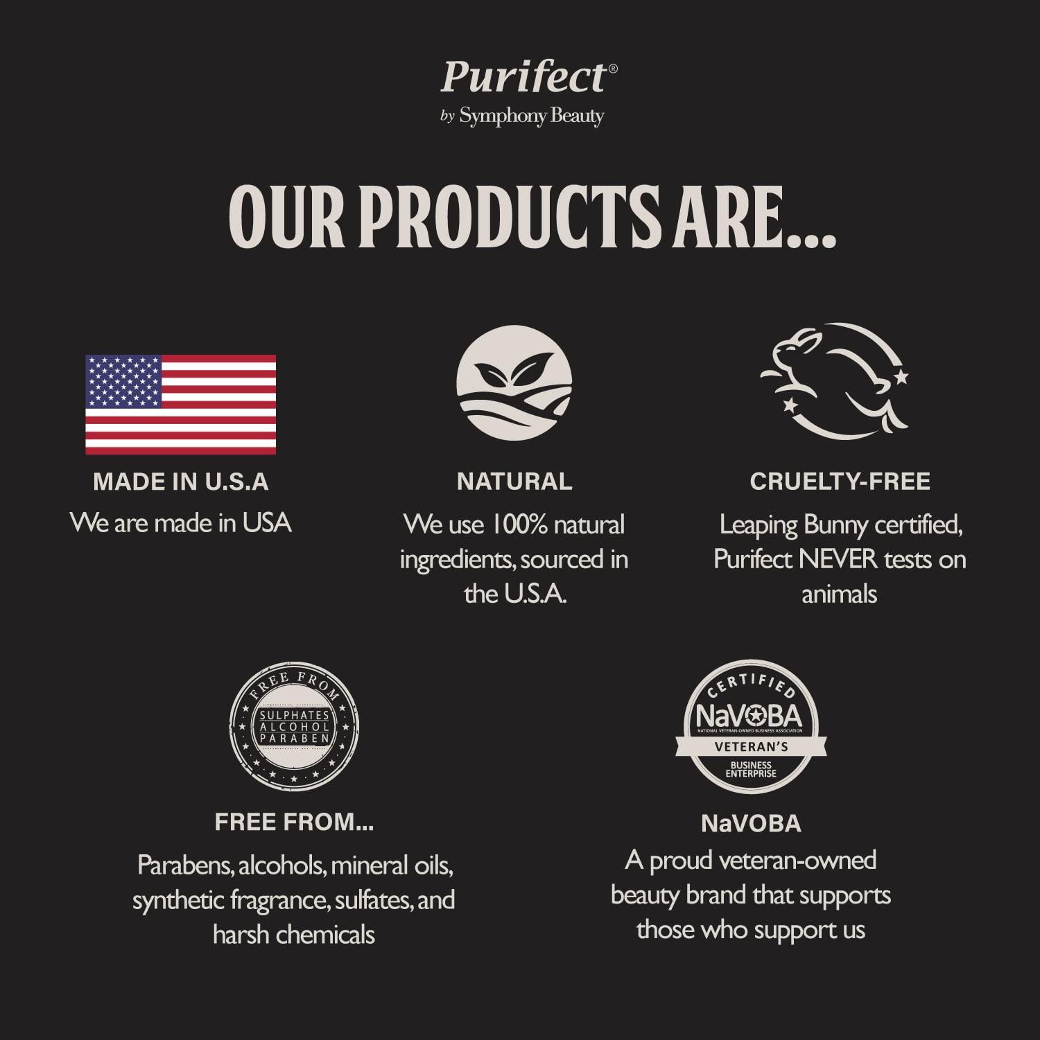 Purifect by Symphony Beauty Made In USA Beard Oil 100% Natural Growth Strength Non-Greasy Fast Absorbing 30ml 1fl oz - PURIFECT