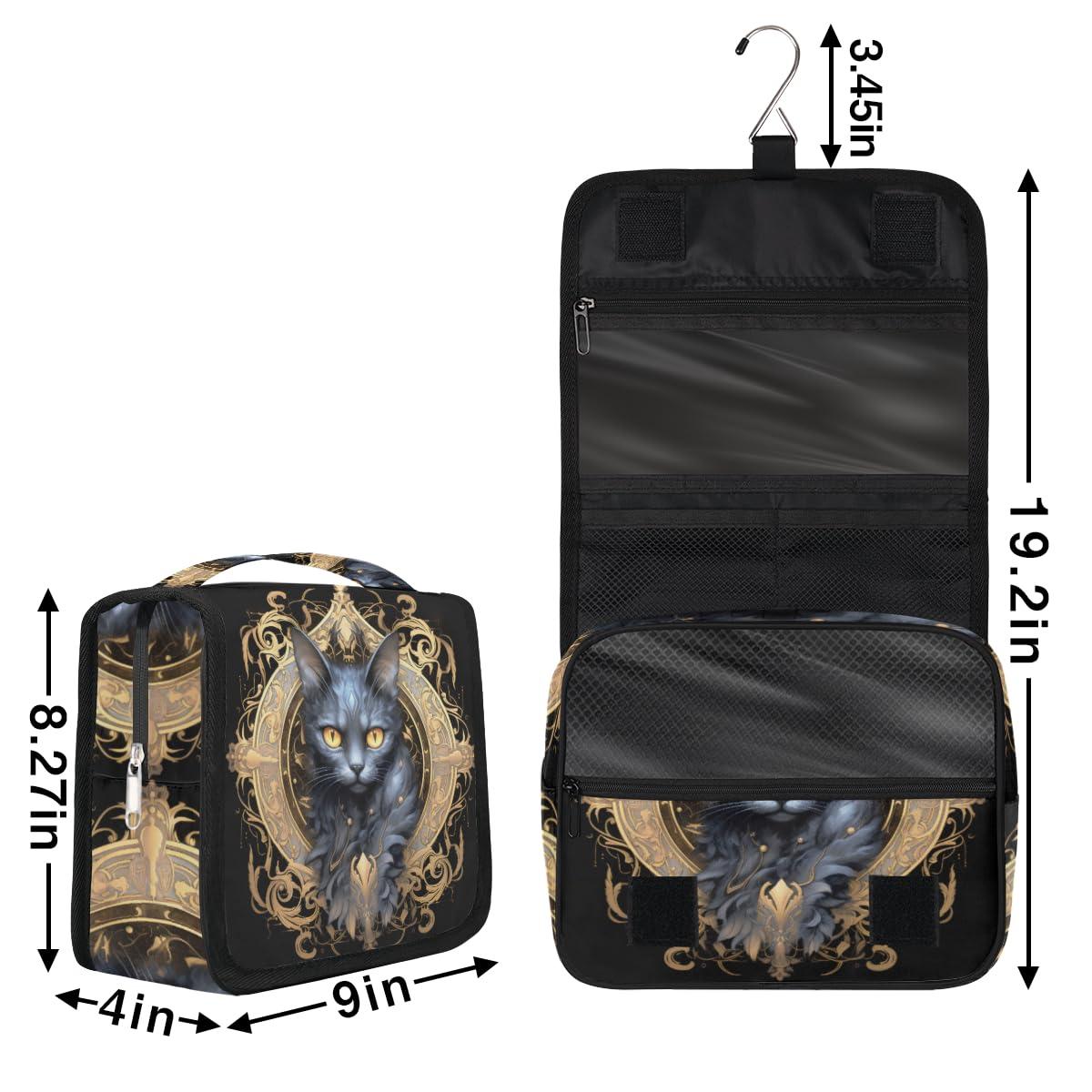 CFERSAN CFERSAN Hanging Toiletry Bag for Women & Men Small Travel Makeup Skincare Necessaire Organizer Kit Cosmetic Bags Waterproof Shower Pouch Expandable Compartments Funny Animal Cat