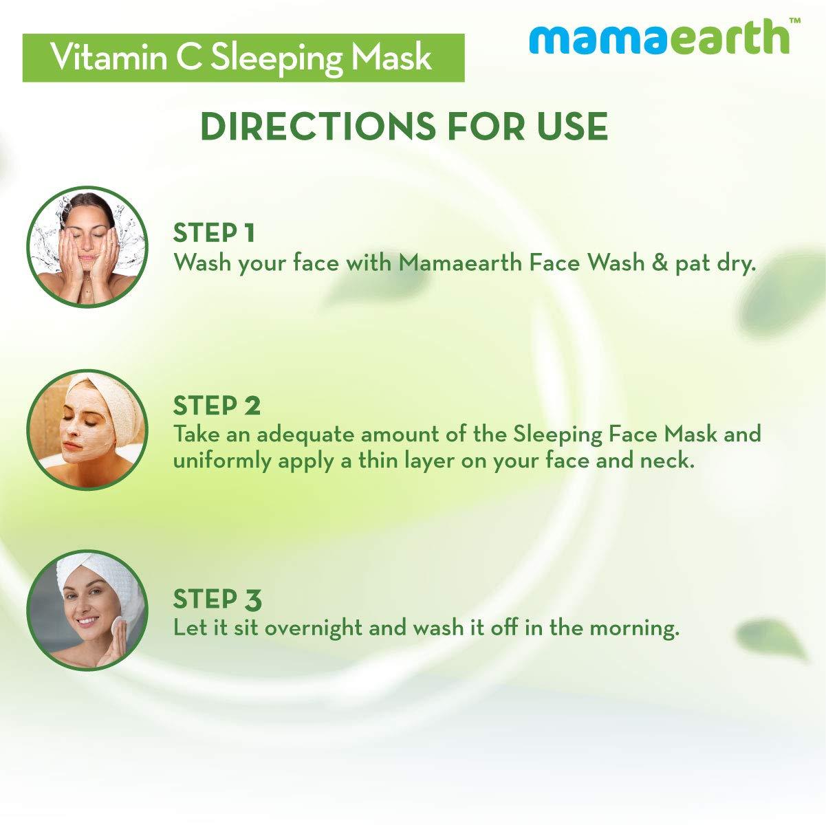 MAMAEARTH Mamaearth Vitamin C Sleeping Face Mask | Overnight Restorative Night Time Skincare | Hydrating Cream-Gel Mask for Radiant Skin | No Paraben | 3.53 Oz (100g)
