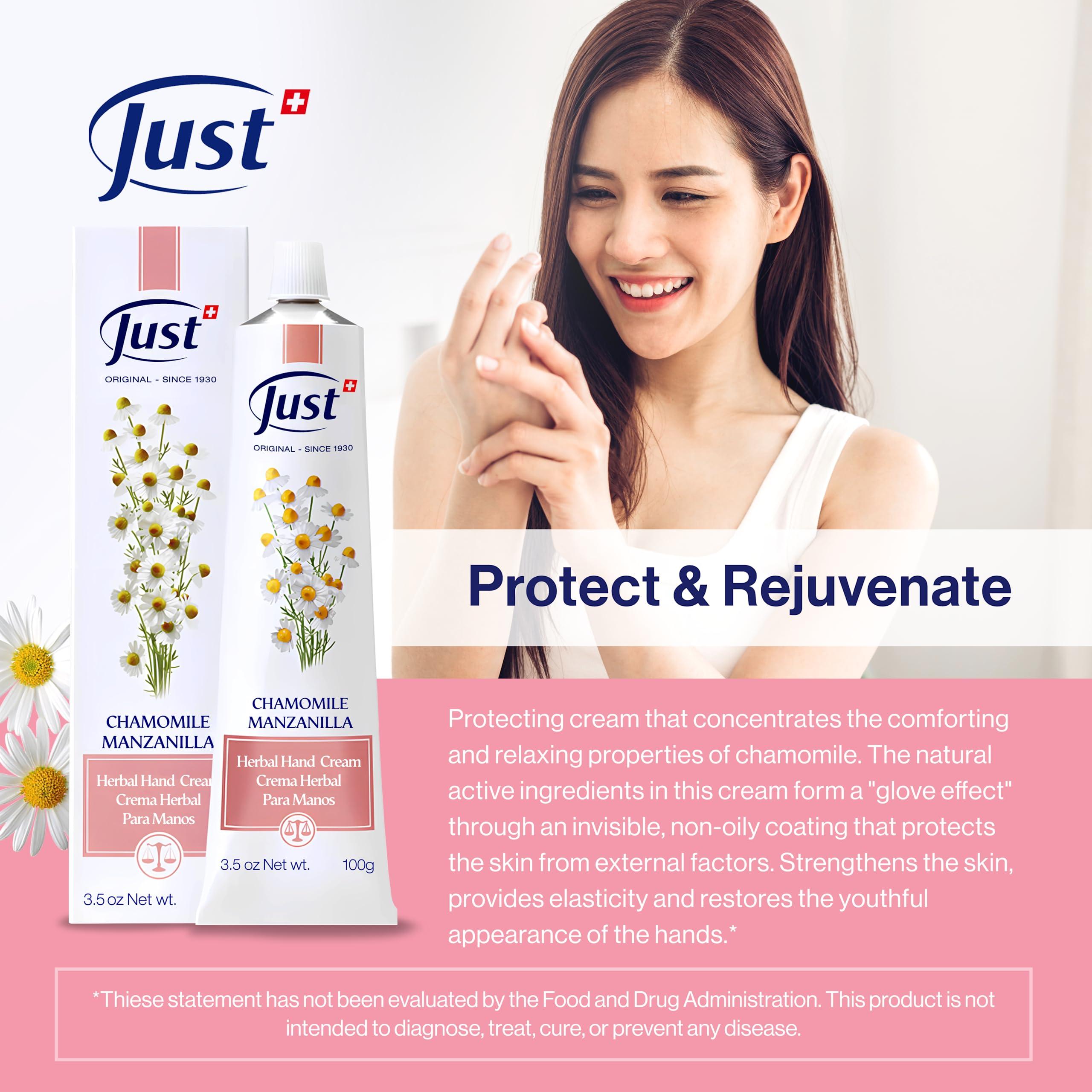 SwissJust SwissJust Chamomile Hand Cream 100ml, Protecting Cream that Concentrates the Comforting & Relaxing Properties of Chamomile. Strengthens the skin, Provides Elasticity & Restores Anti Aging Hand Cream