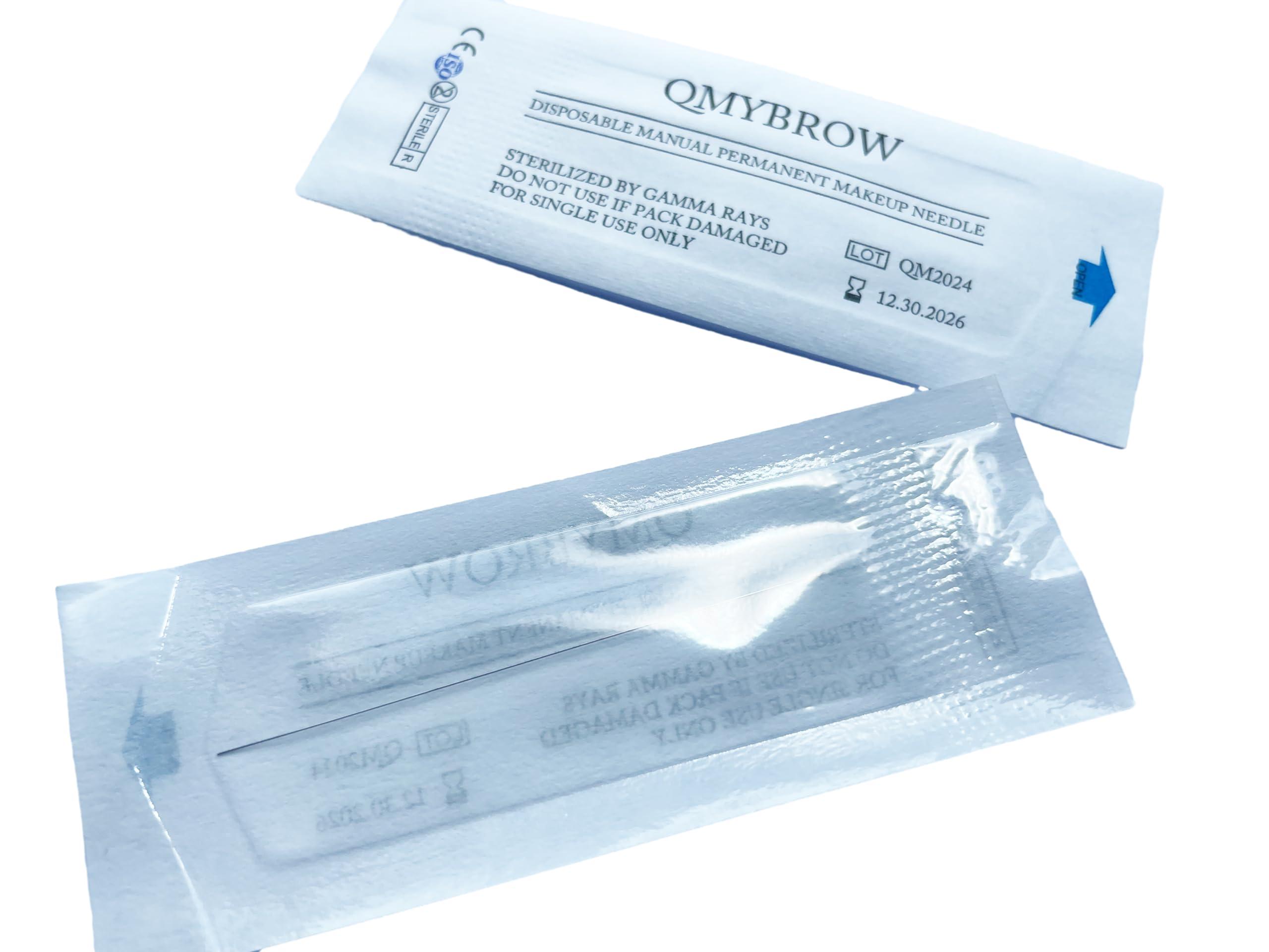 QMYBROW Disposable 1R Single Round Needles for Eyebrow Eyeliner Lips Permanent Makeup Machine Cosmetic Machine Tattoo Needle 0.18mm/0.25mm/0.30mm/0.35mm (0.3mm)