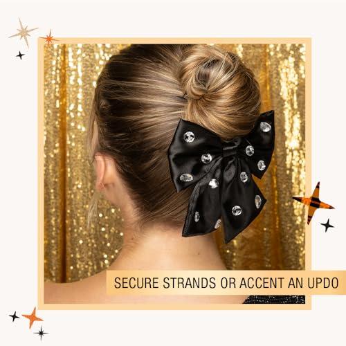 Conair Scunci by Conair Bow Barrette w/Gem Stones - hair accessories - hair accessories for women - Holiday - Black bow - Black hair bows
