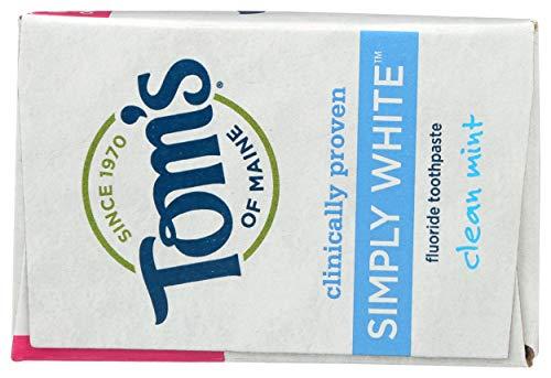 Tom's of Maine Tom\'s of Maine Simply White Natural Toothpaste, Whitening Toothpaste, Natural Toothpaste, Clean Mint, 4.7 Ounce