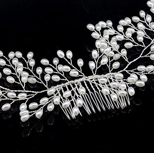 coinbuylot Bride Flower Leaf Hair Comb Wedding Crystal Pearl Clip Slide Tiara Headwear