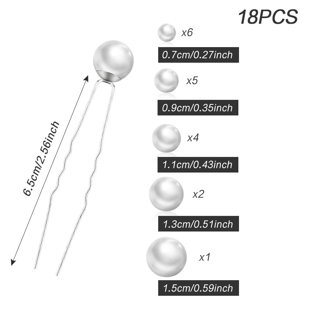 nuozodki Pearl Hair Pins,18 Packs Pearl Hair Clips,Pearl Hair Accessories,Wedding Hair Accessories,Hair Pearls,Bridal Bridesmaids Silver Hair Accessories for Women Wedding,Wedding Hair Pieces for Brides