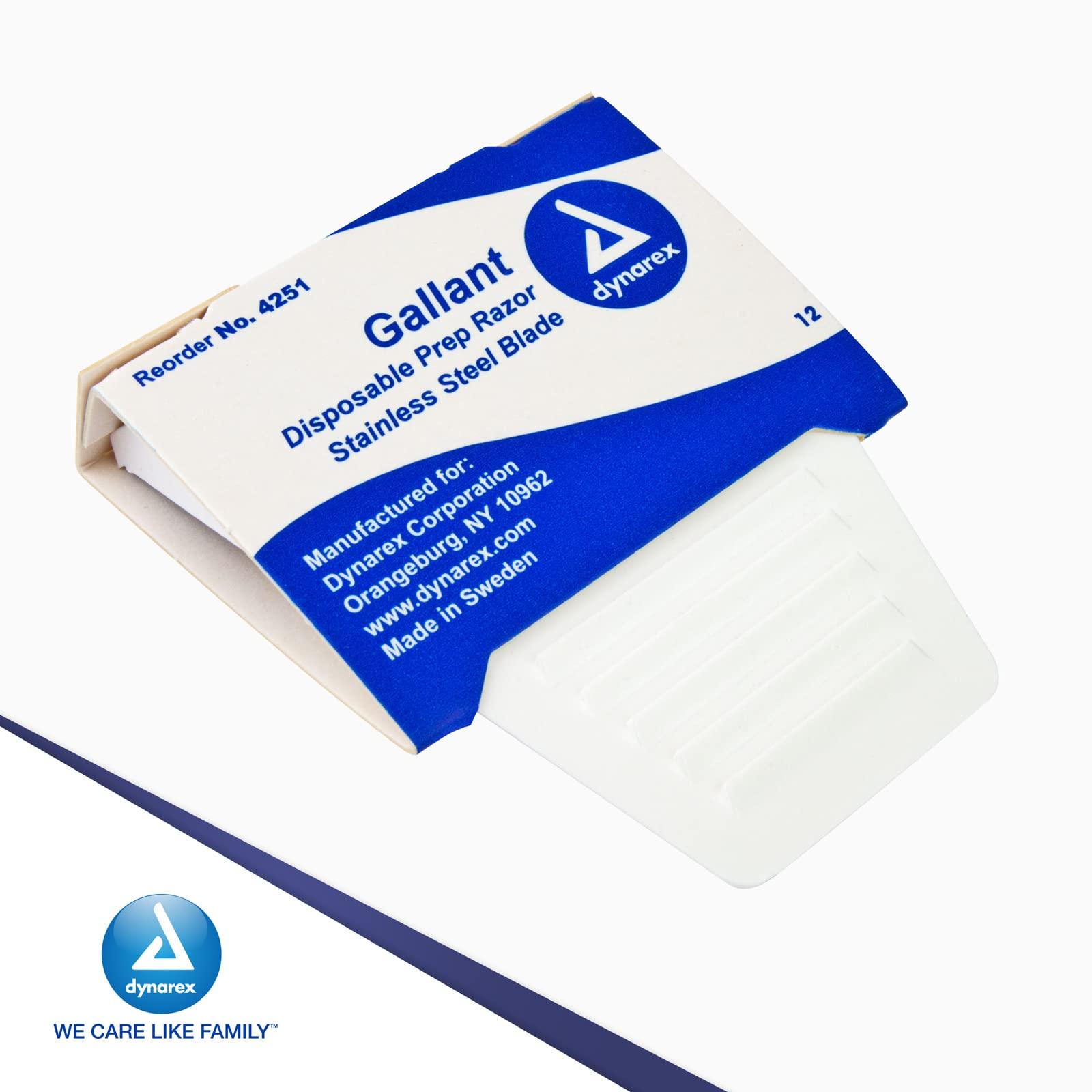 Dynarex Dynarex Gallant Disposable Prep Razors, Used before ECG and other Procedures, Disposable Razors with Open Design, Ergonomic Surgical Prep Razors, 1 Box of 50 Razors