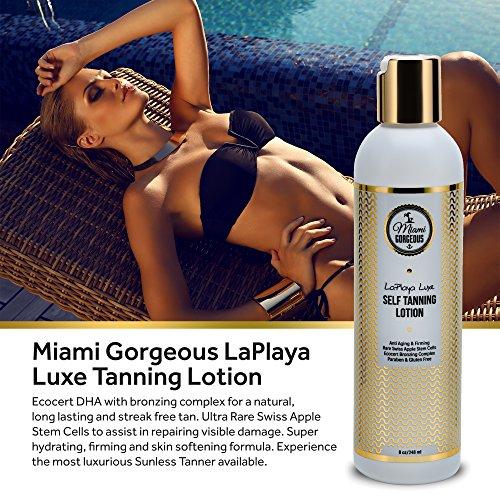 Miami Gorgeous Miami Gorgeous Self Tanning Lotion LaPlaya Luxe Natural Best Self Tanner for Instant Bronzing Touch & Streak Free Tan, Best Bronzer Sunless Tanner Light Medium Gradual Tanner for Face and Body 8oz