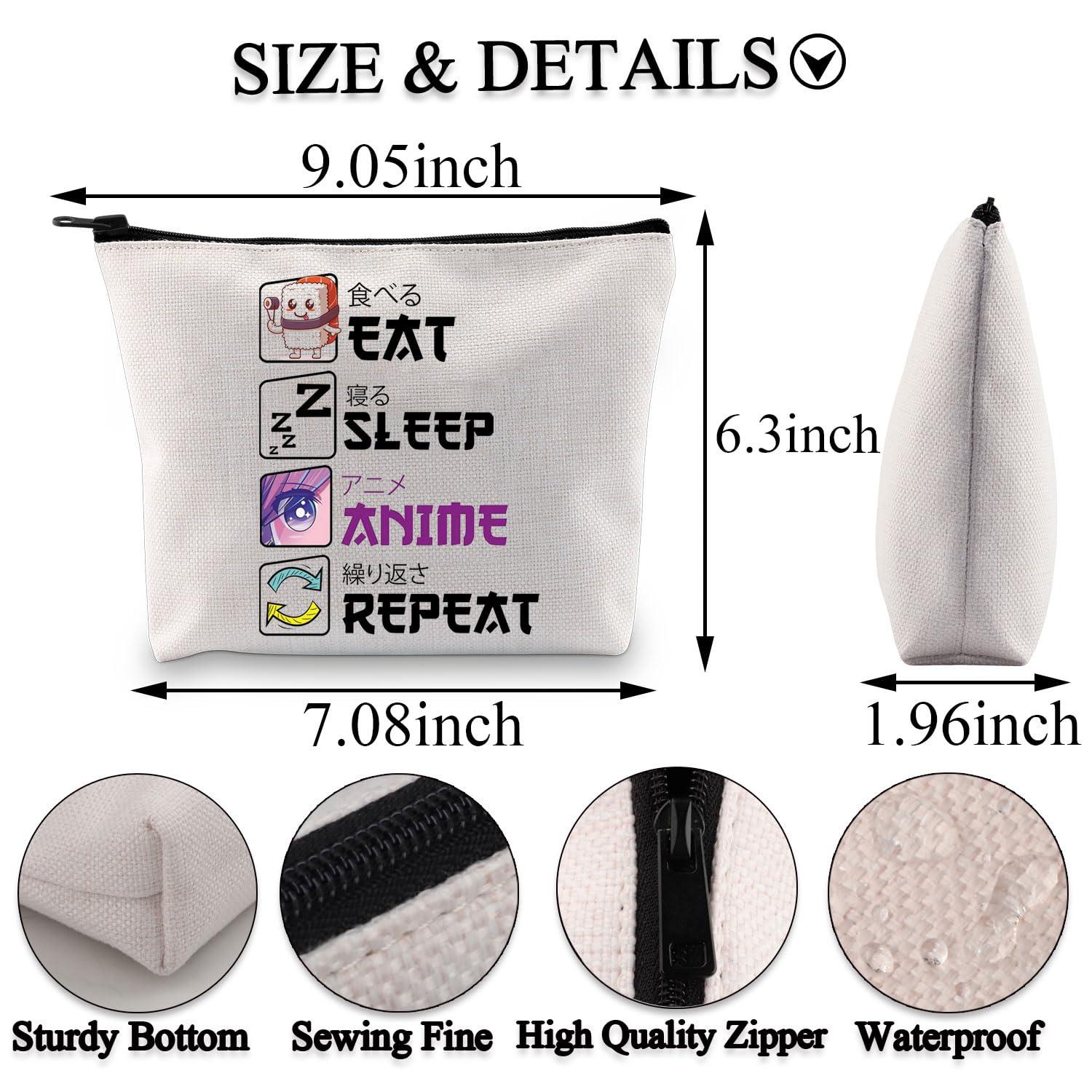 BDPWSS BDPWSS Anime Lover Gift Eat Sleep Anime Repeat Makeup Bag for Japanese Manga Fans Gift