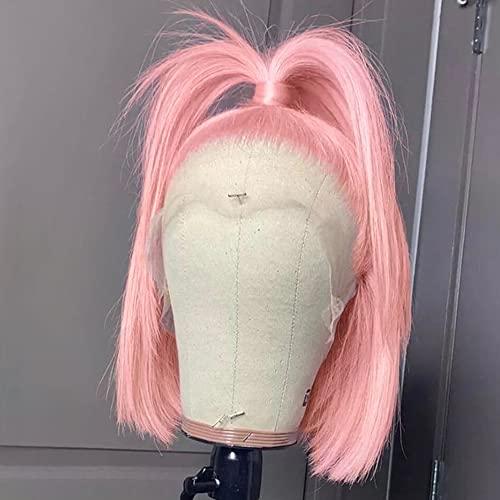 Lovigs Lovigs Pink Lace Front Wigs Human Hair Natural Hairline Short Bob Wigs 13x4 Transparent Lace Pink Wigs for Women Pink Bob Wig Human Hair (12 Inch)