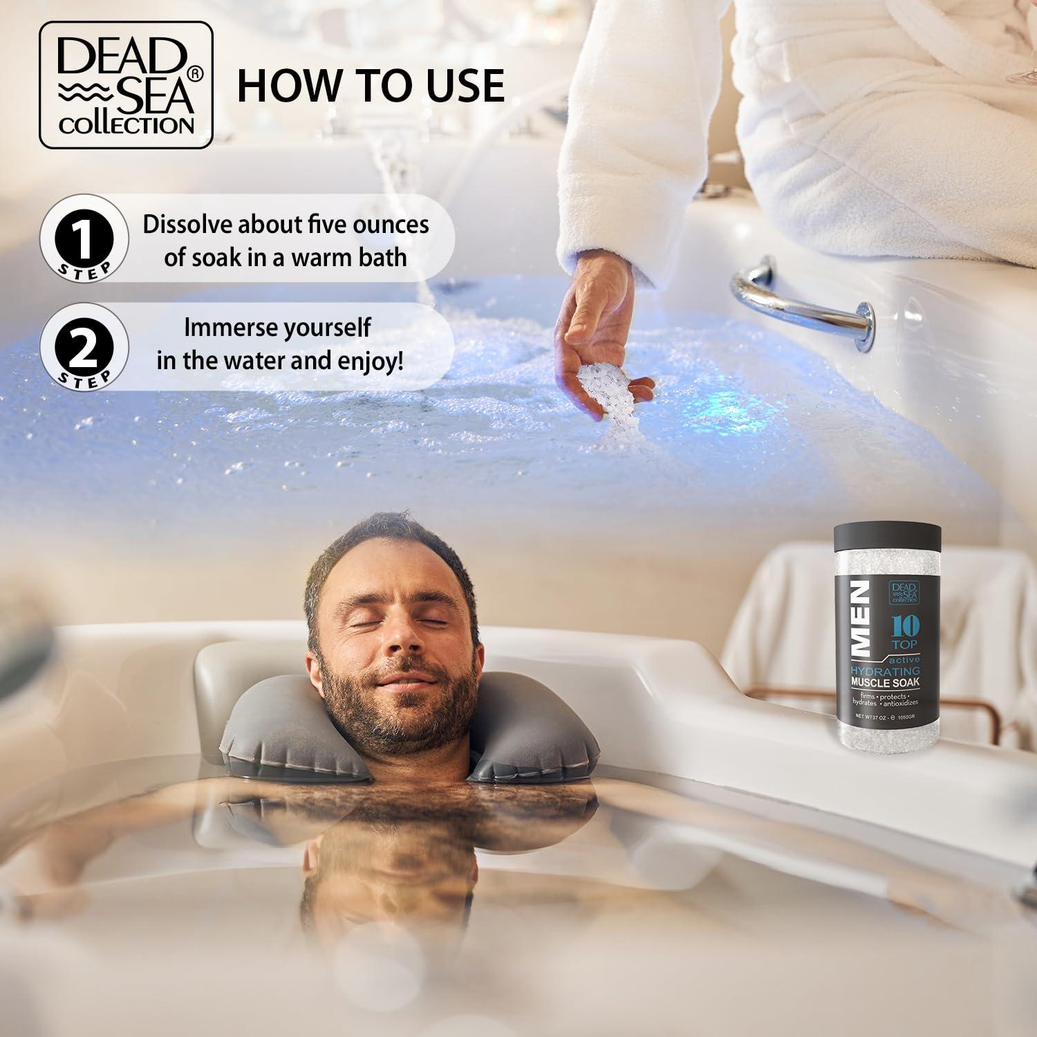 Dead Sea Collection Dead Sea Collection Bath Salts for Men - Muscle Recovery Bath Soak - TOP 10 Active Mens Pure Sea Salt for Soothing and Relaxing - 37 oz