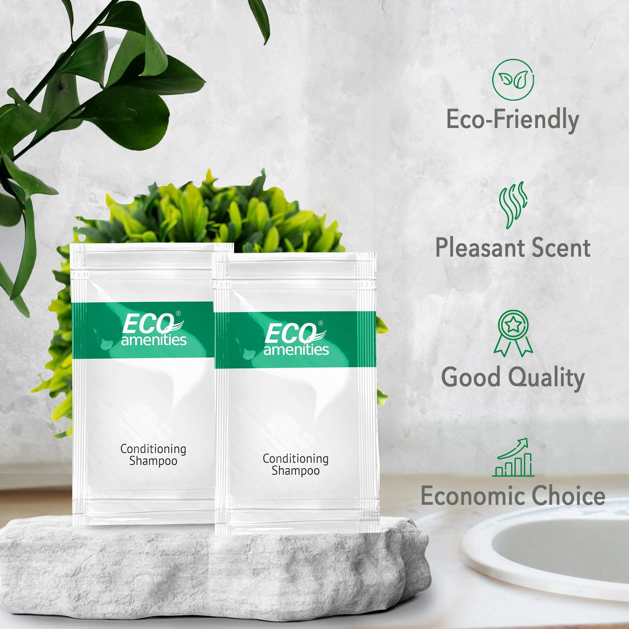 ECO amenities ECO Sachet Individually Wrapped Travel Toiletries, Bulk Mini Hotel Shampoo and Conditioner 2in1 10ml (100 pk)