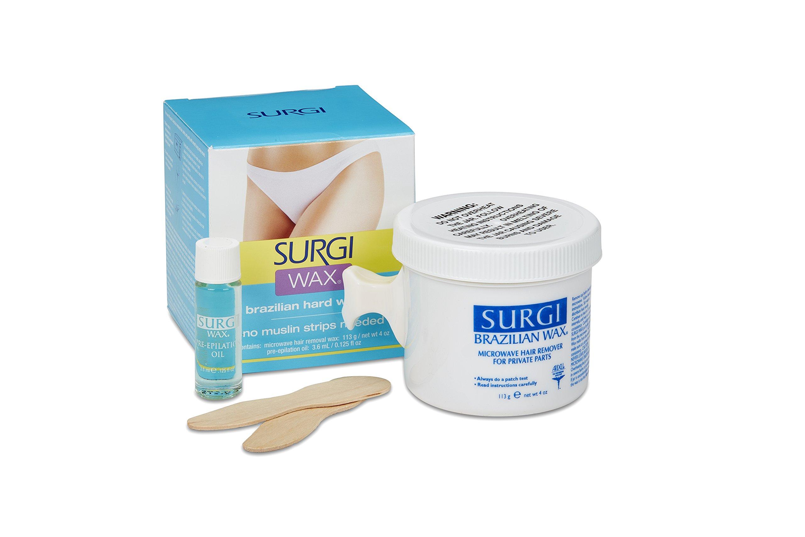 Surgiwax Surgi Wax Brazilian Hard Wax Waxing Kit for Private Parts, 4 Ounce Boxes (Pack of 3)